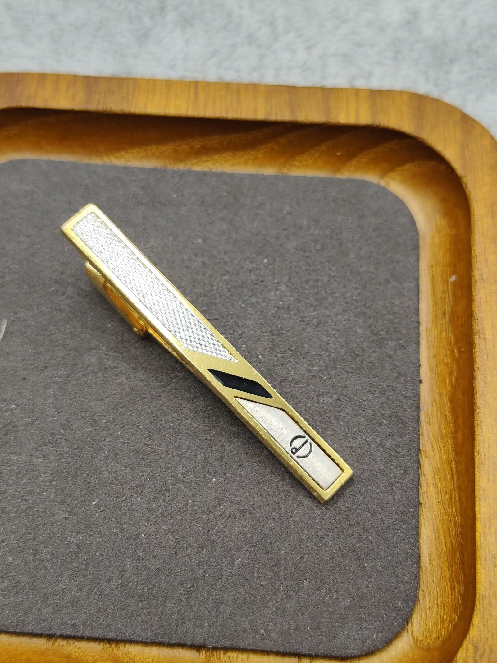 Dunhill Gold Tone & White Enamel Tie Clip image 5