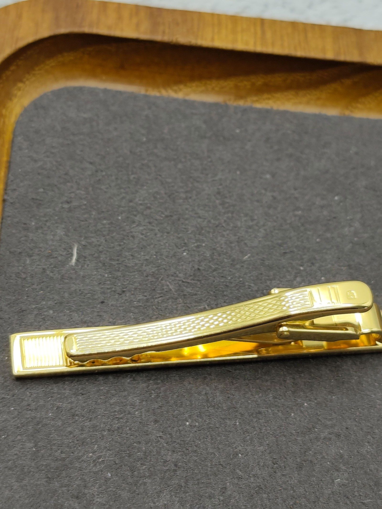 Dunhill Gold Tone & White Enamel Tie Clip image 10