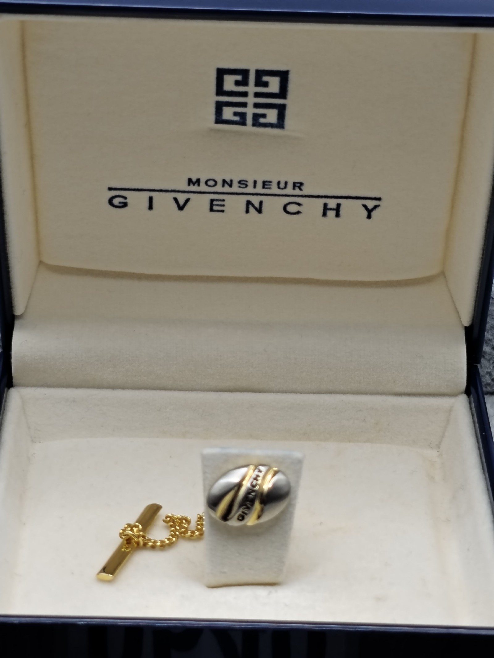 Givenchy Monsieur Gold & Silver Tone Tie pin in Original Box image 2