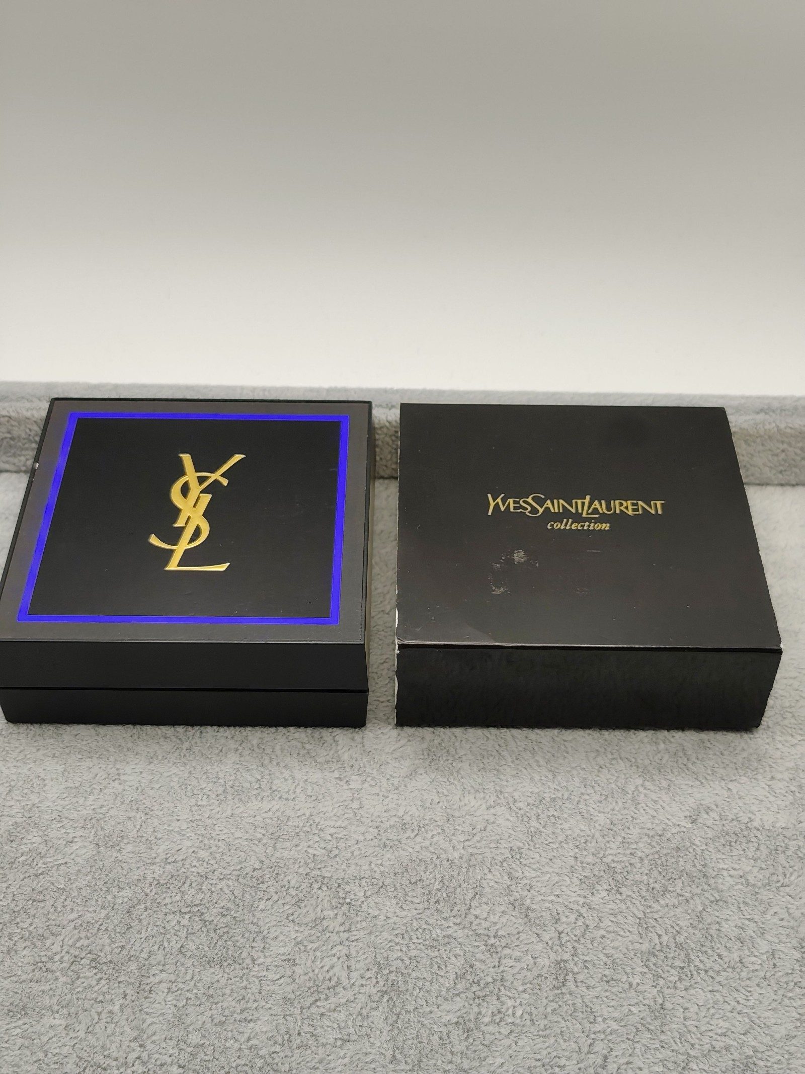 Yves Saint Laurent Gold Tone Logo Cufflinks & Tie Clip Set image 3