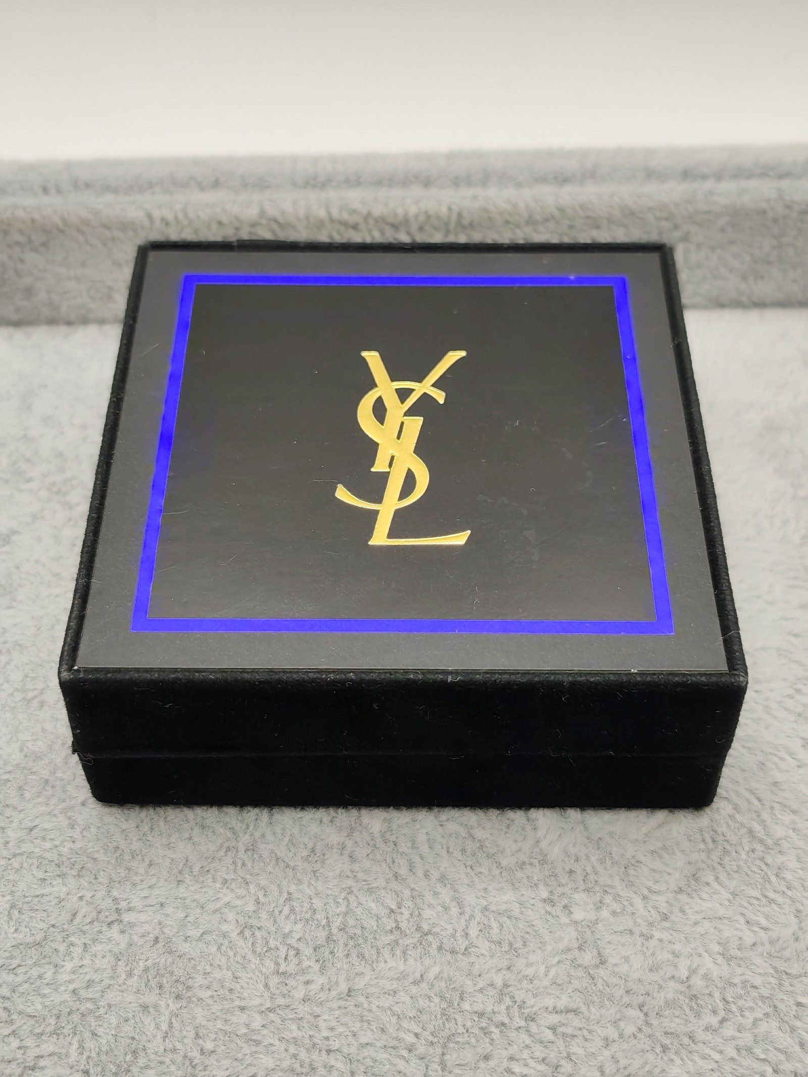Yves Saint Laurent Gold & Blue Tie Tack Pin in Box image 4