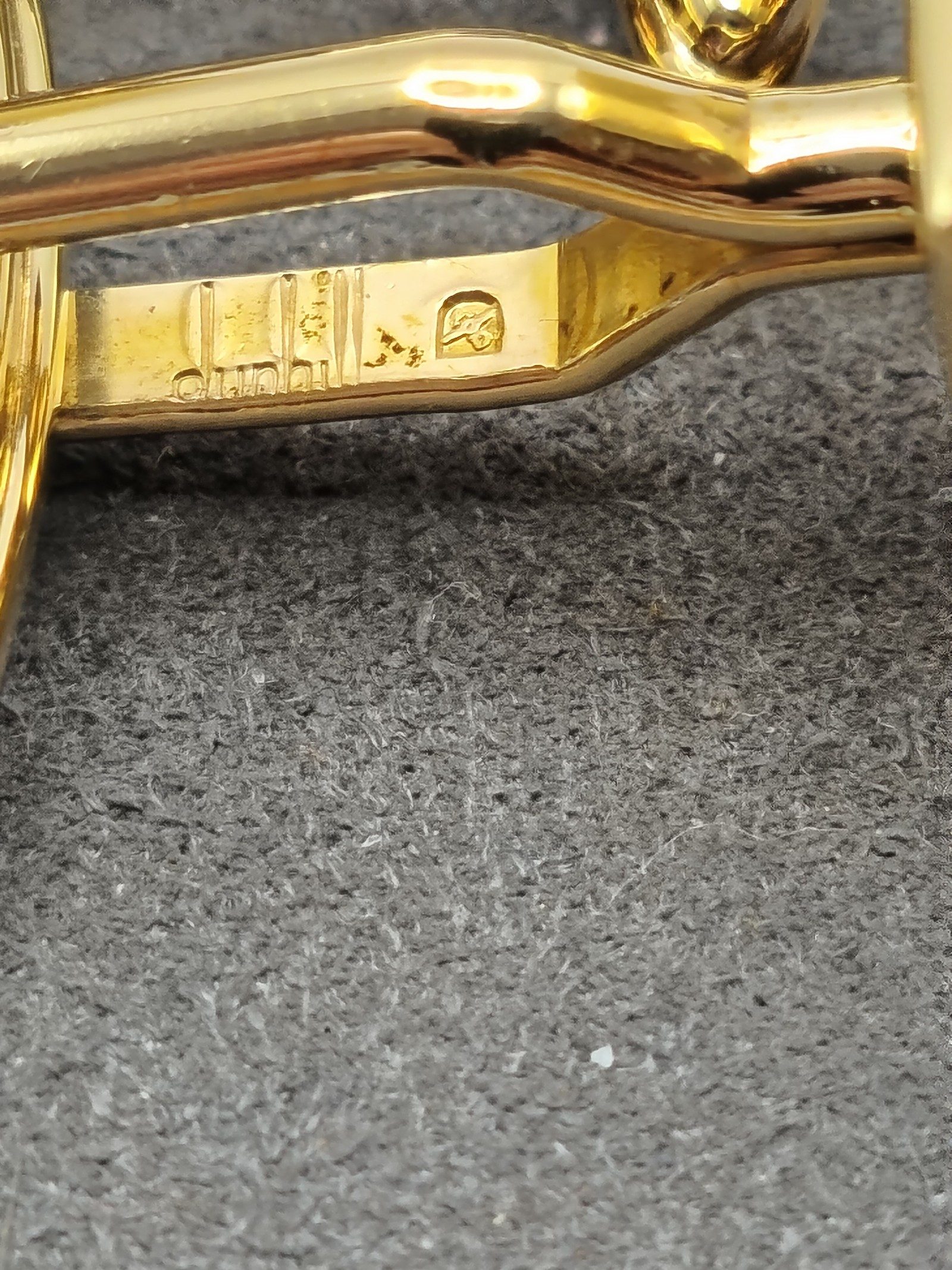 Dunhill Gold Tone & Brown Cufflinks & Tie Clip Set image 10
