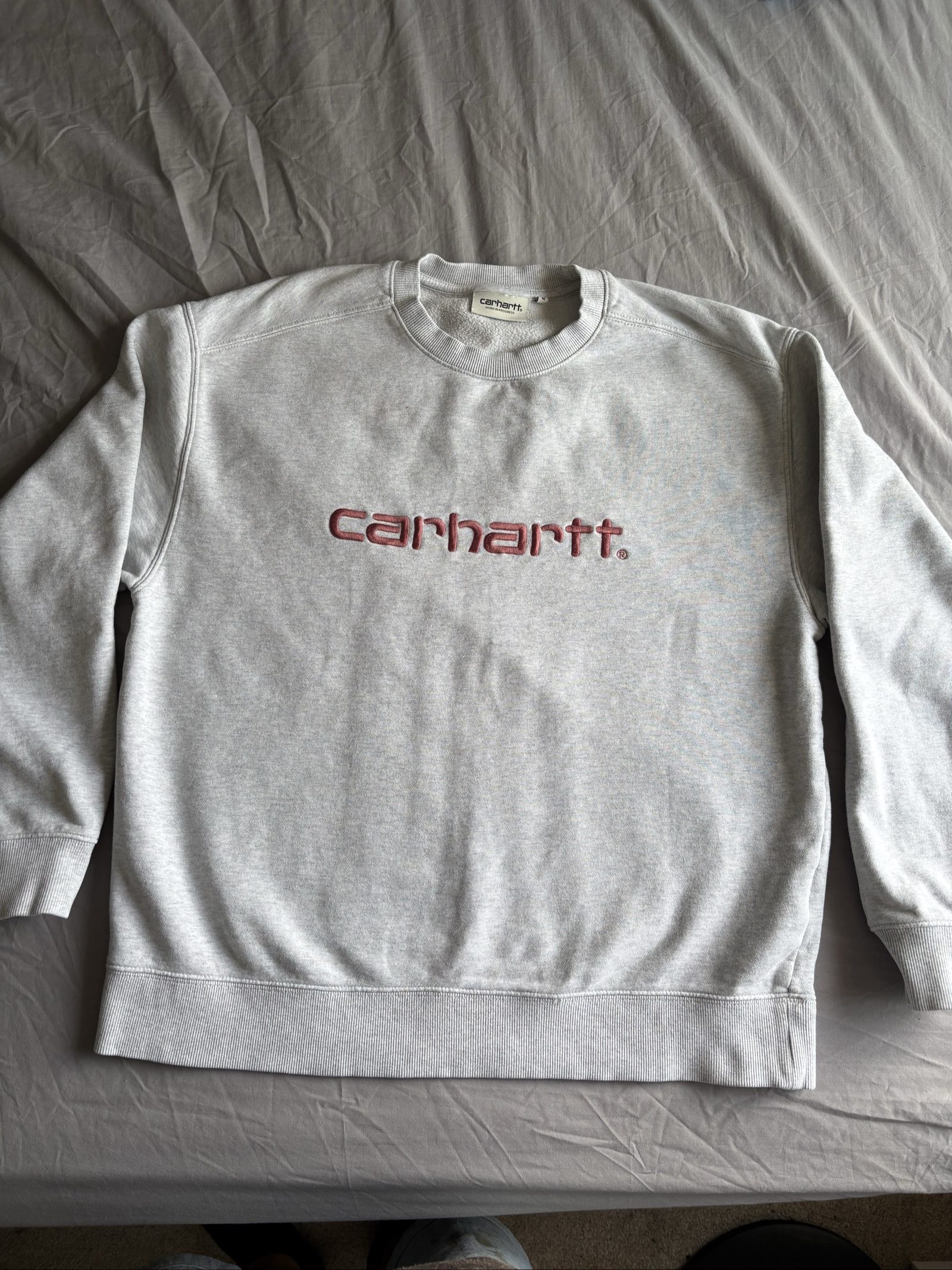 Carhartt Grey & Maroon Logo Sweatshirt Medium