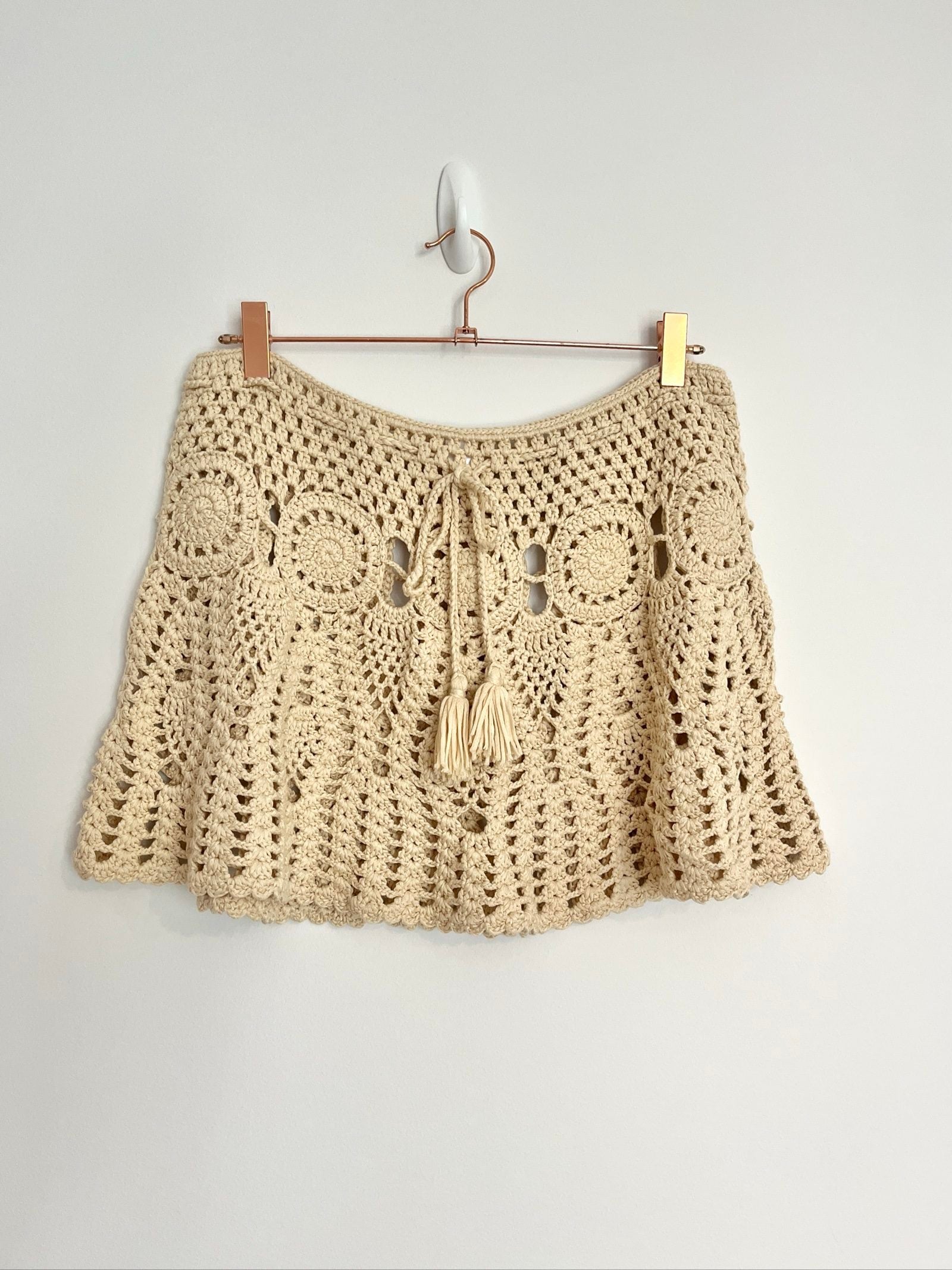 Primark Beige Crochet Mini Skirt Cover Up - Large