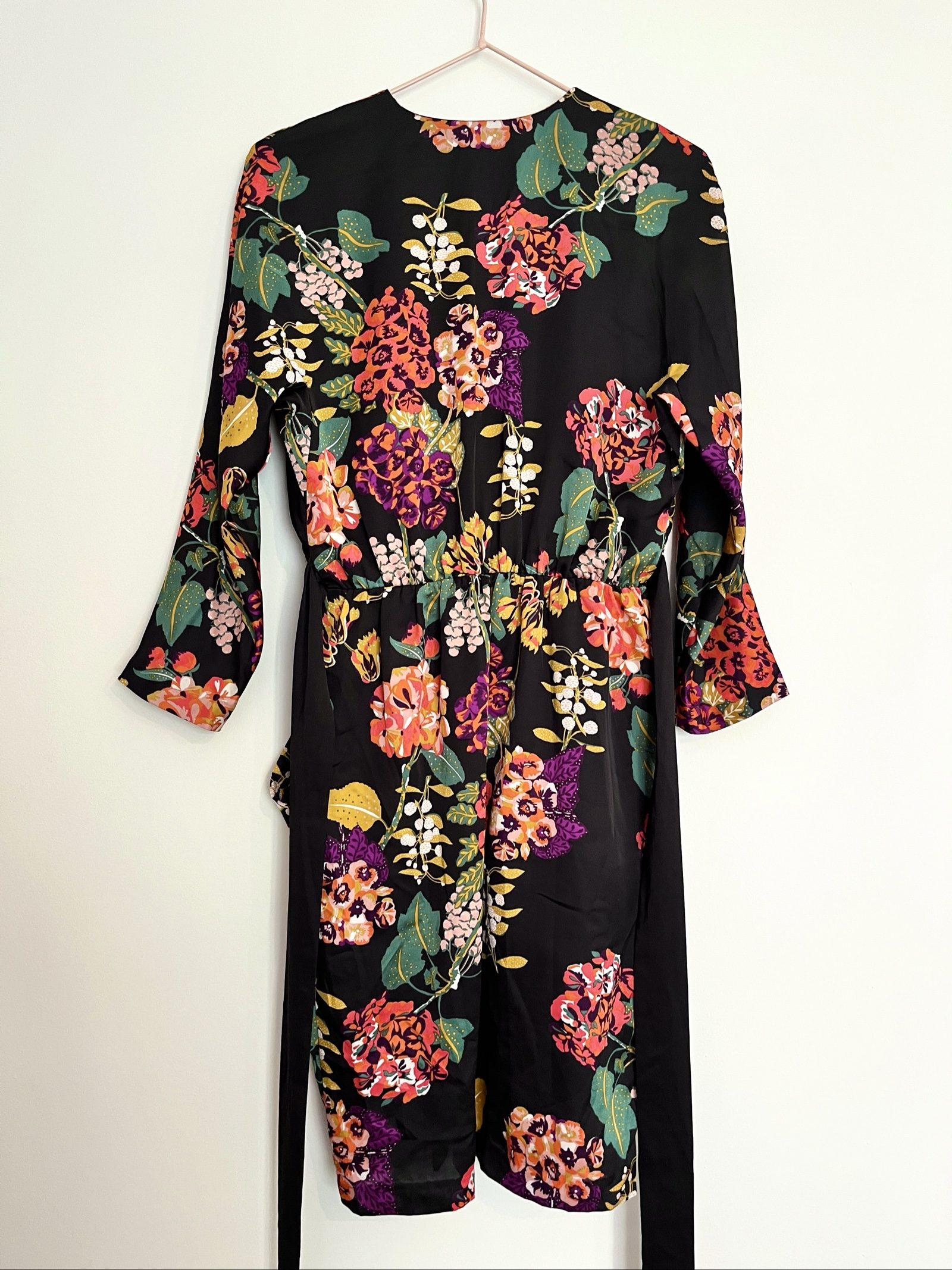 H&M Conscious Collection Black Floral V Neck Dress - 36 image 5