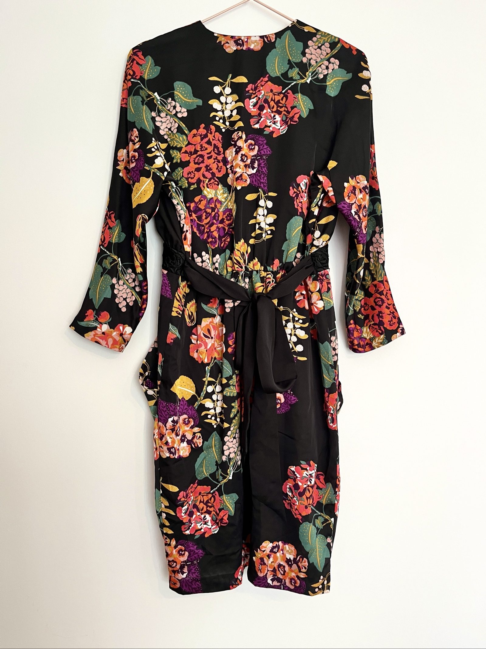 H&M Conscious Collection Black Floral V Neck Dress - 36 image 6