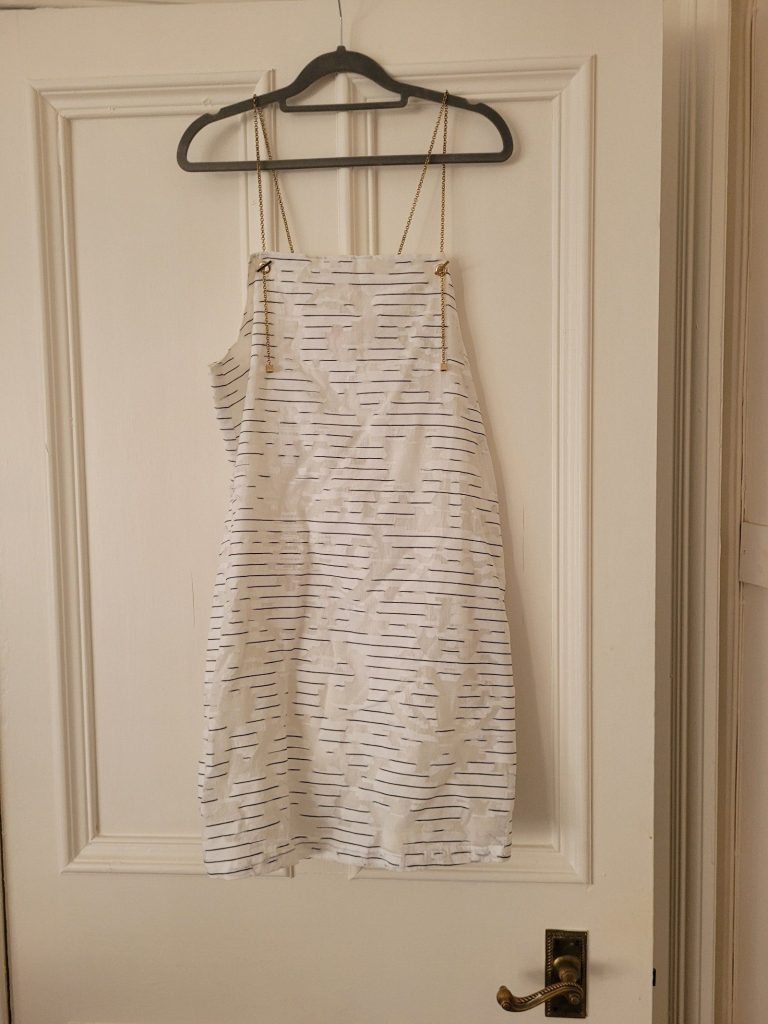 Intropia White & Black Stripe Dress Size EU38/UK 10 Gold Chain Straps