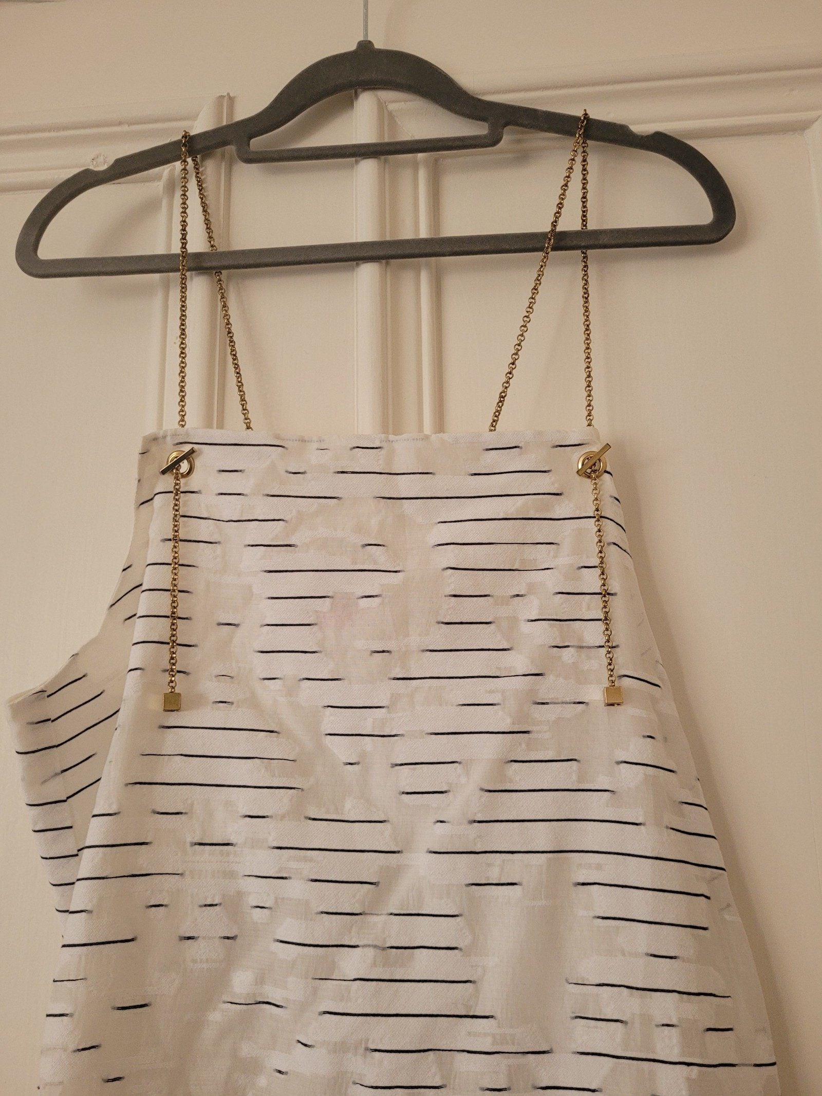 Intropia White & Black Stripe Dress Size EU38/UK 10 Gold Chain Straps image 2