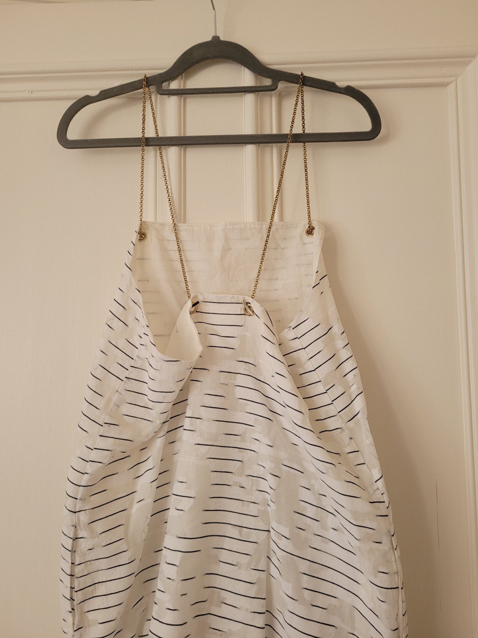 Intropia White & Black Stripe Dress Size EU38/UK 10 Gold Chain Straps image 4