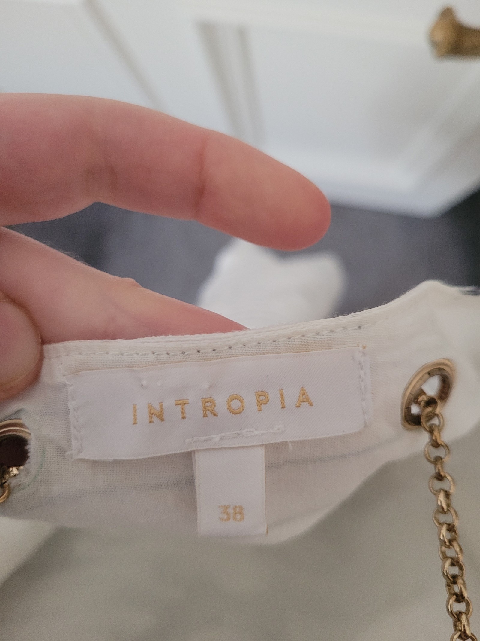 Intropia White & Black Stripe Dress Size EU38/UK 10 Gold Chain Straps image 5