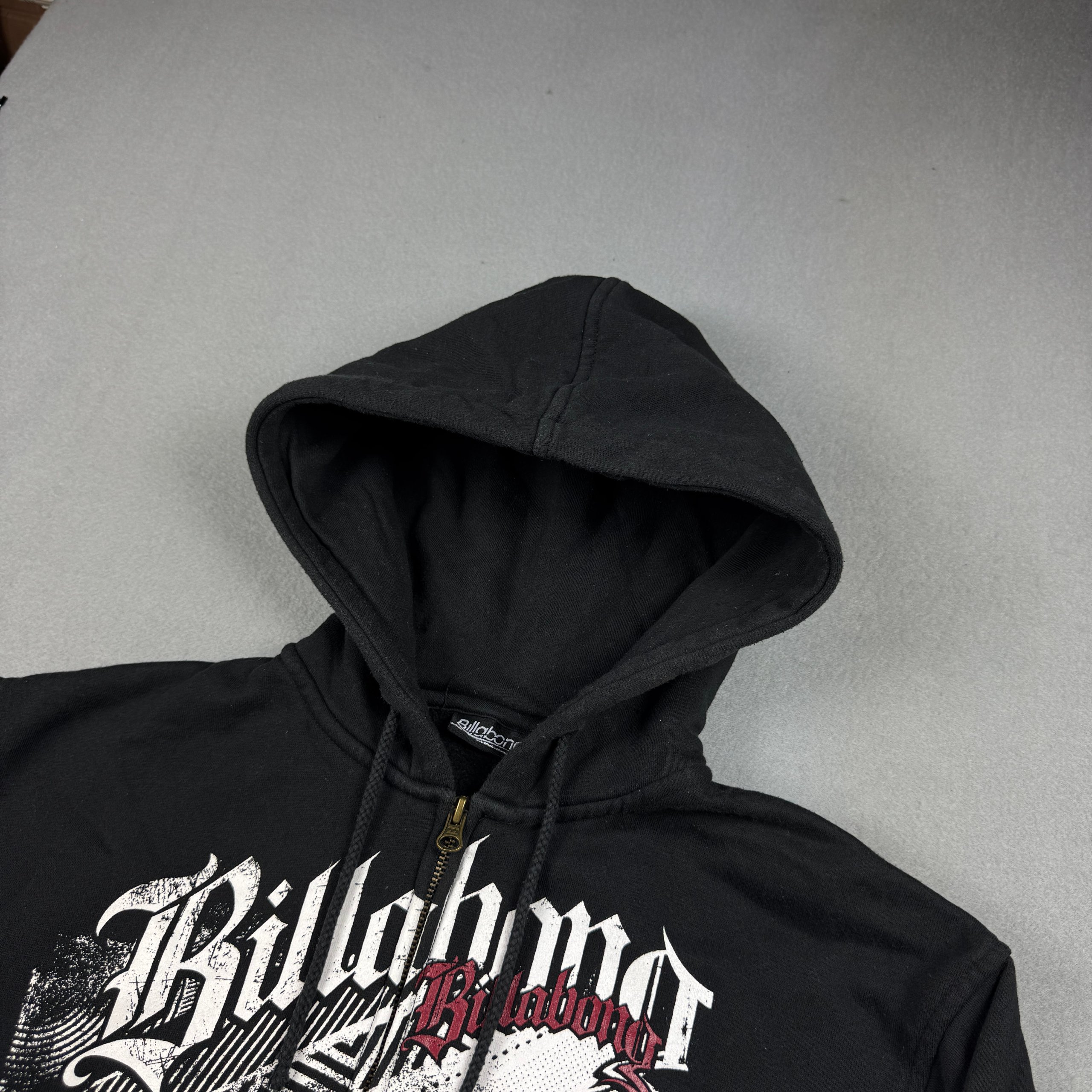 Billabong Black & White Graphic Zip Hoodie Medium Y2K Streetwear Size M image 4