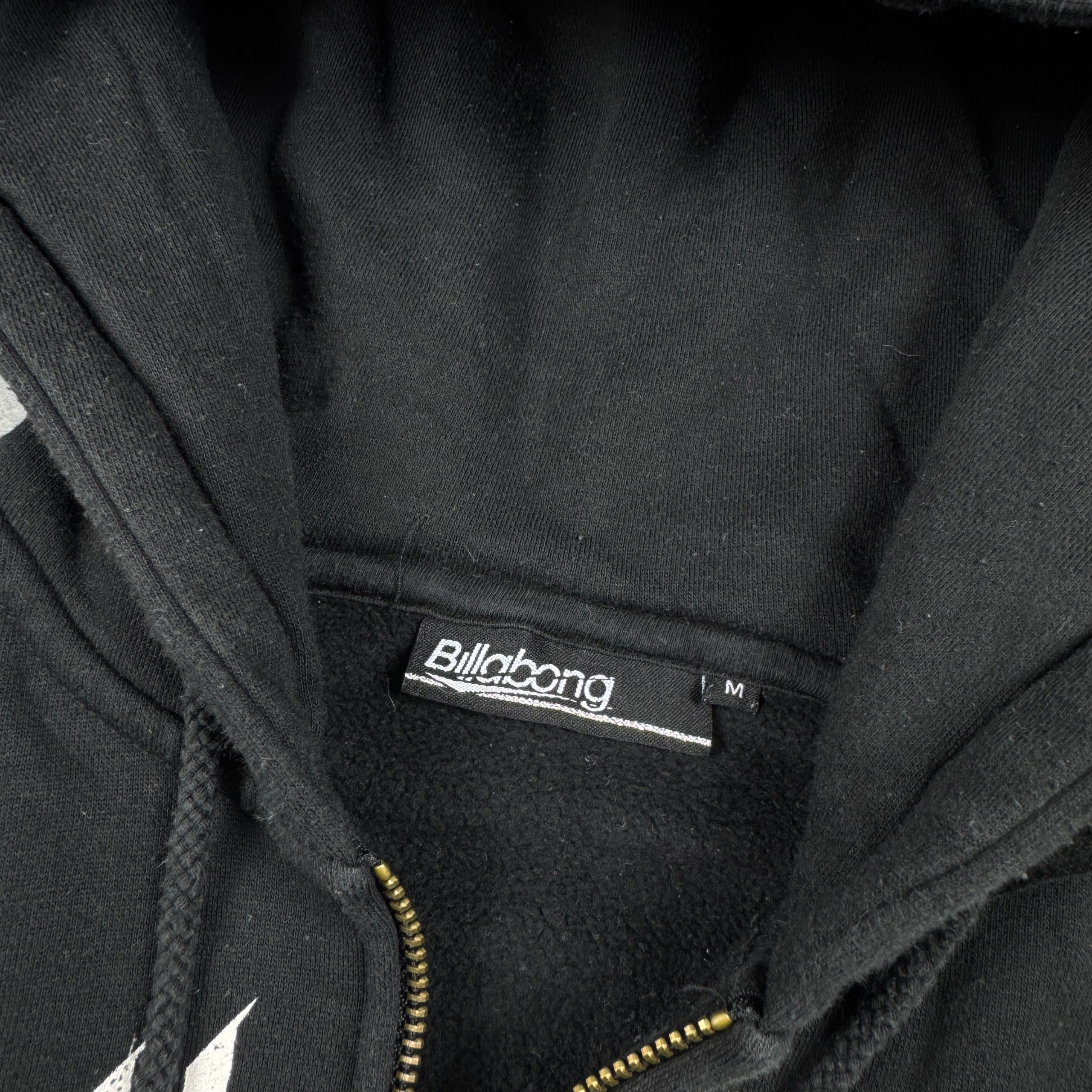 Billabong Black & White Graphic Zip Hoodie Medium Y2K Streetwear Size M image 5