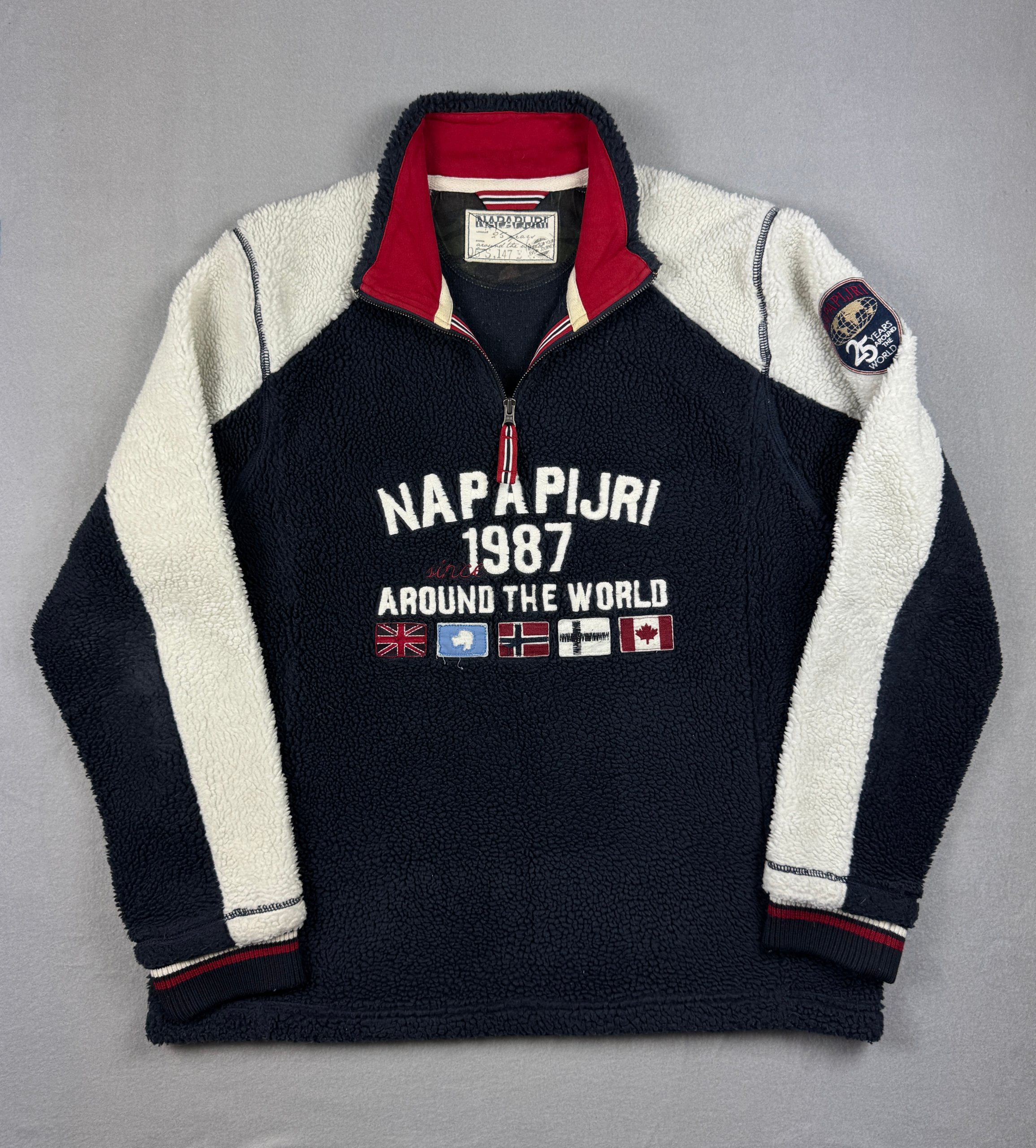 Men`s Napapijri Teddy Fleece Pullover Sweatshirt Large 25 Years Edition Size XL