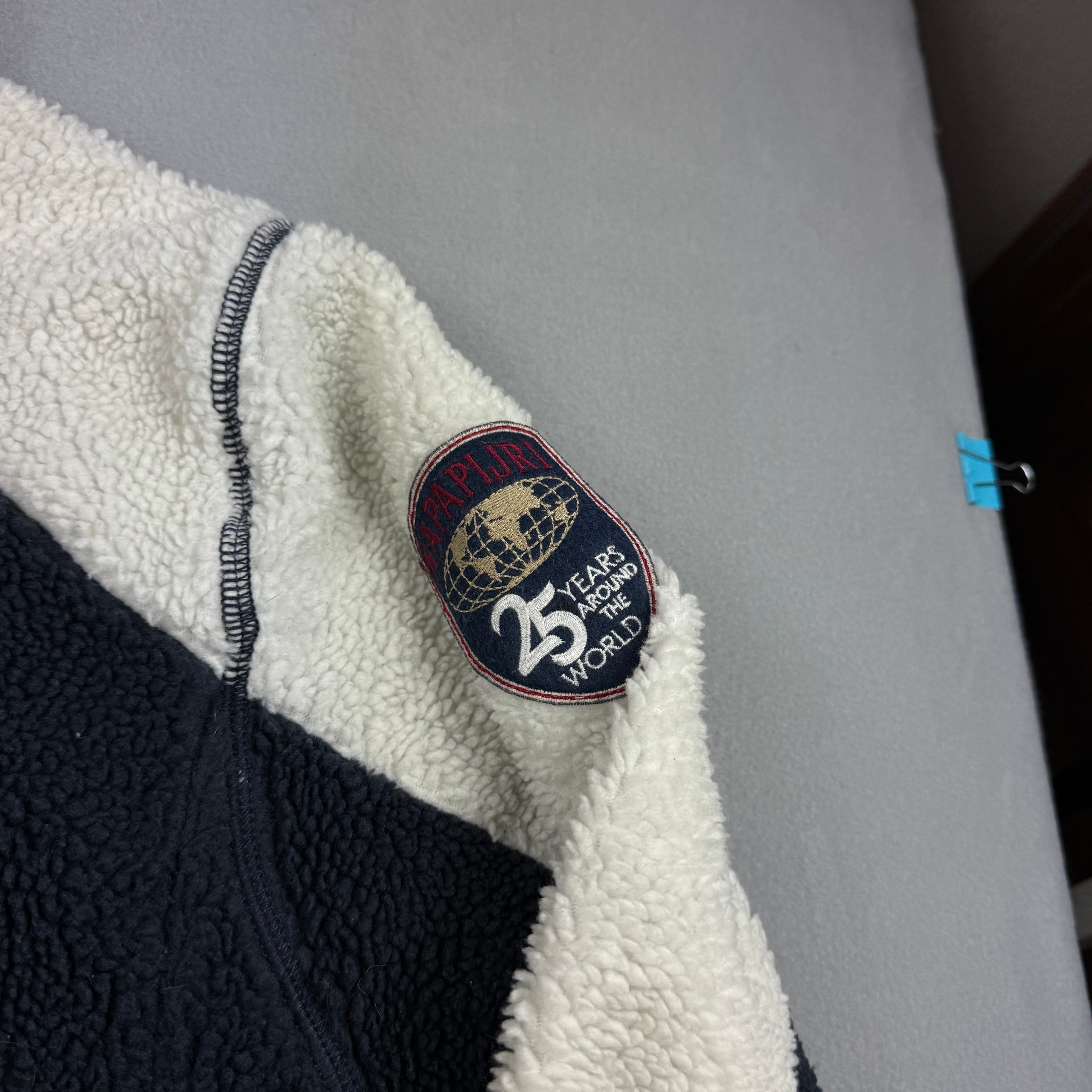 Men`s Napapijri Teddy Fleece Pullover Sweatshirt Large 25 Years Edition Size XL image 4