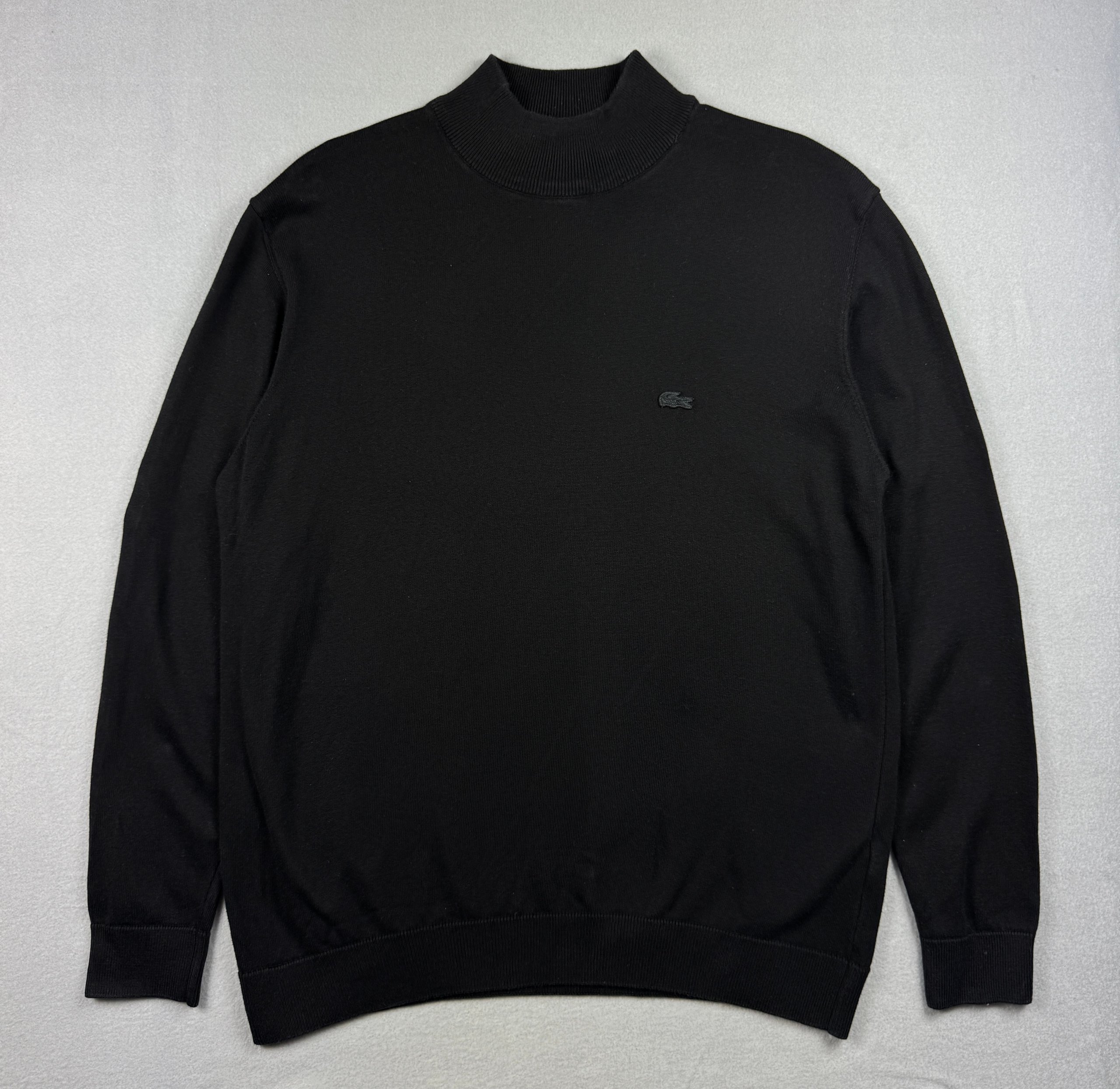 Men`s Lacoste Black Turtleneck Slim fit Jumper Sweater Cotton Size XL-XXL