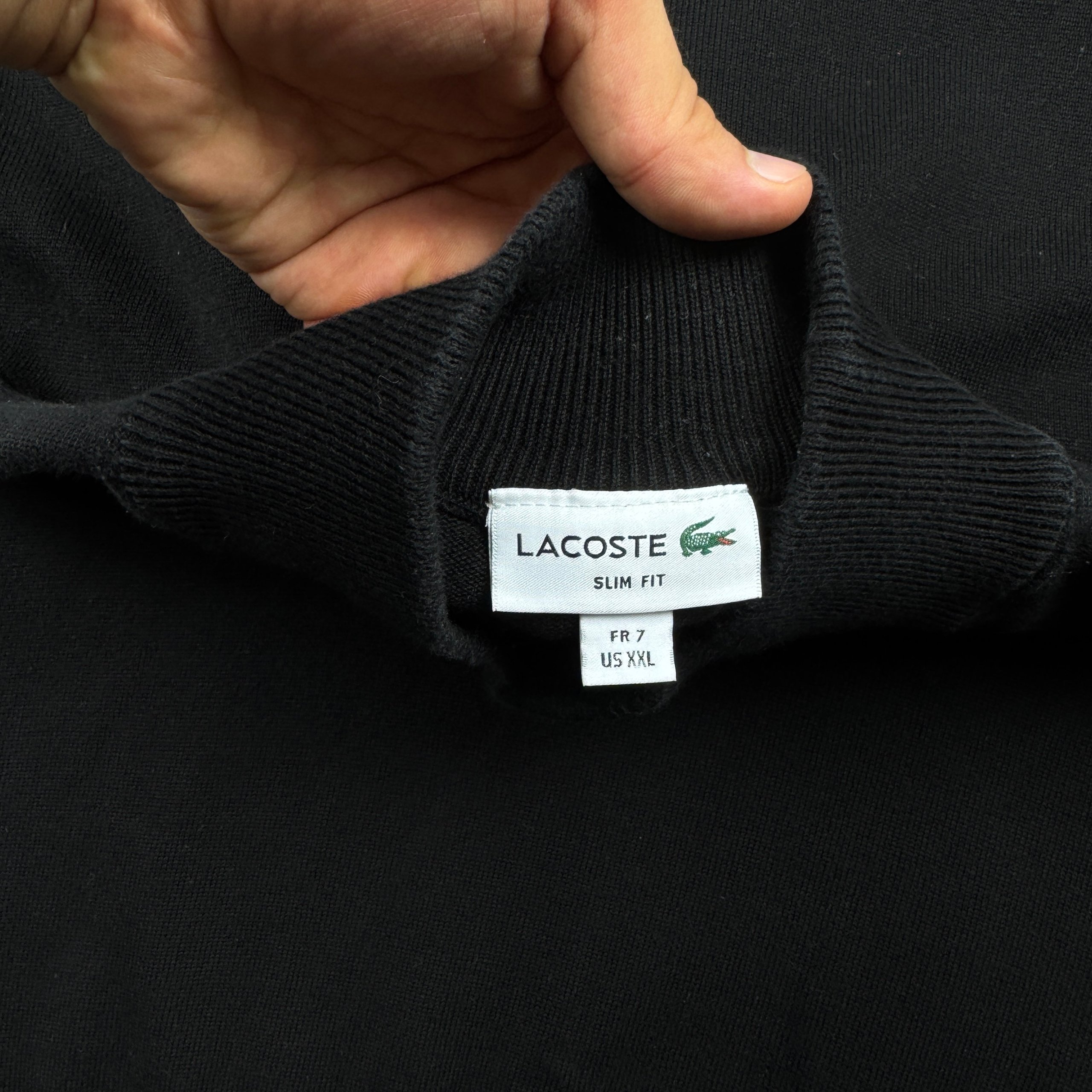 Men`s Lacoste Black Turtleneck Slim fit Jumper Sweater Cotton Size XL-XXL image 6