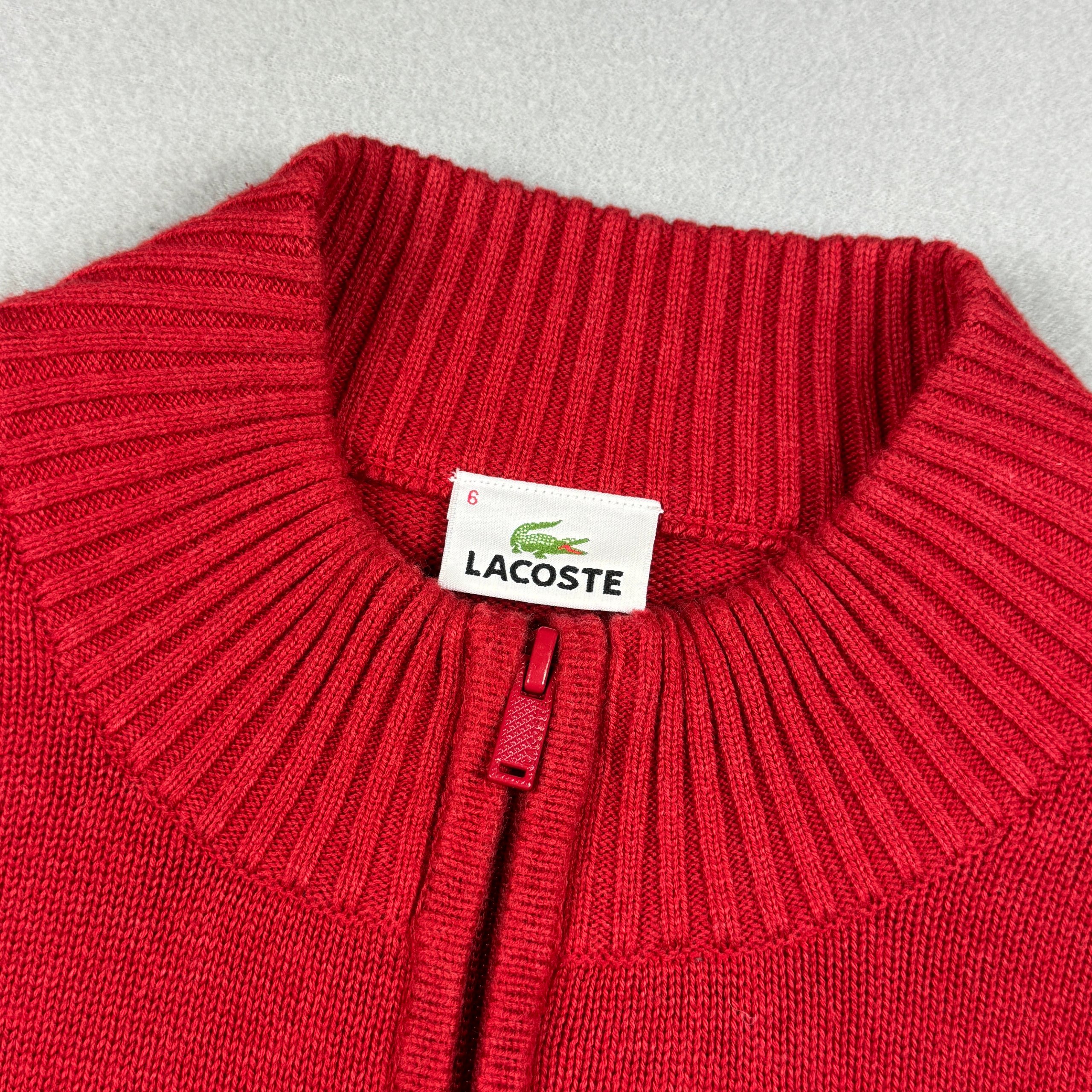Lacoste Men's Red Half-Zip Wool Cotton Sweater Size 6 / XL-XXL image 5
