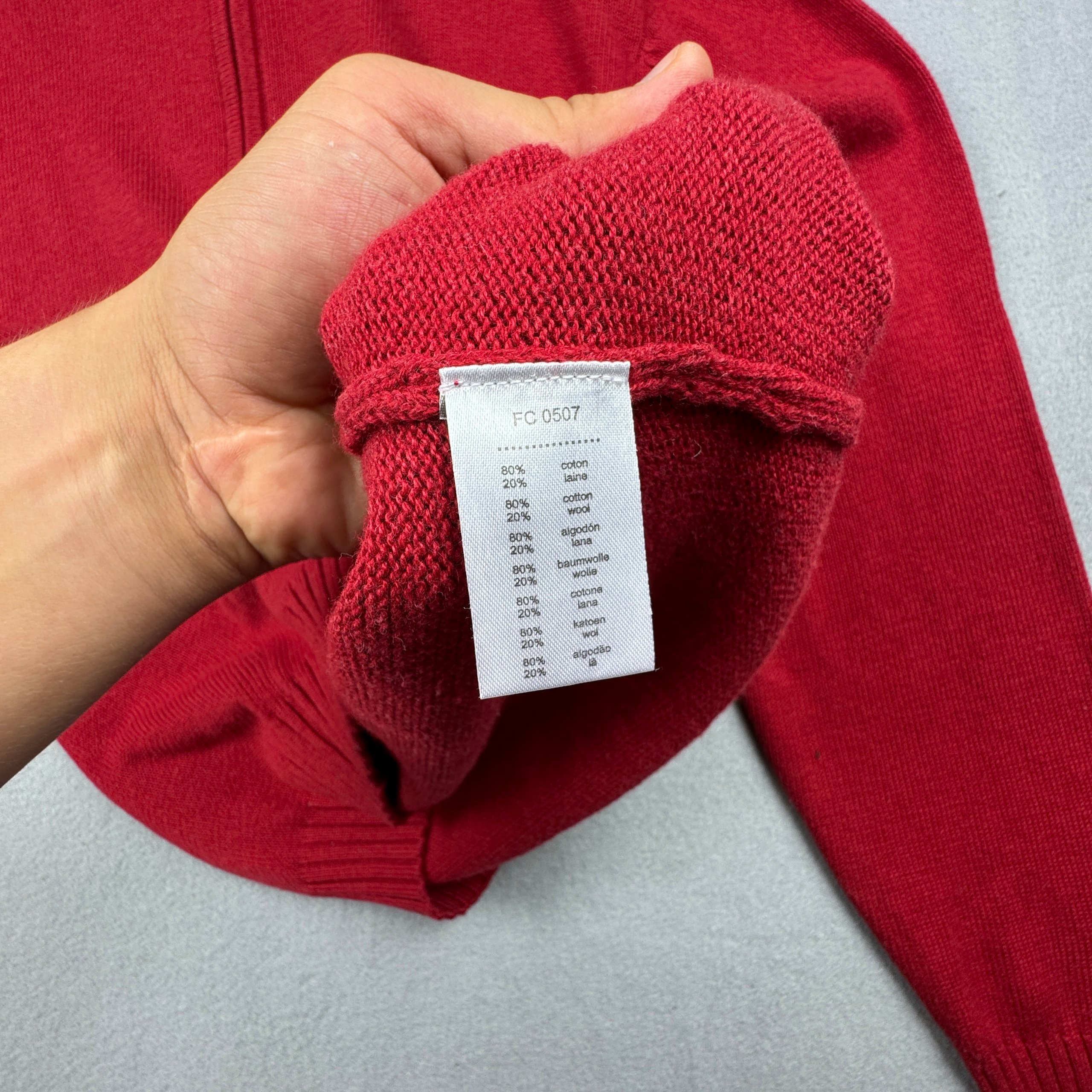 Lacoste Men's Red Half-Zip Wool Cotton Sweater Size 6 / XL-XXL image 6