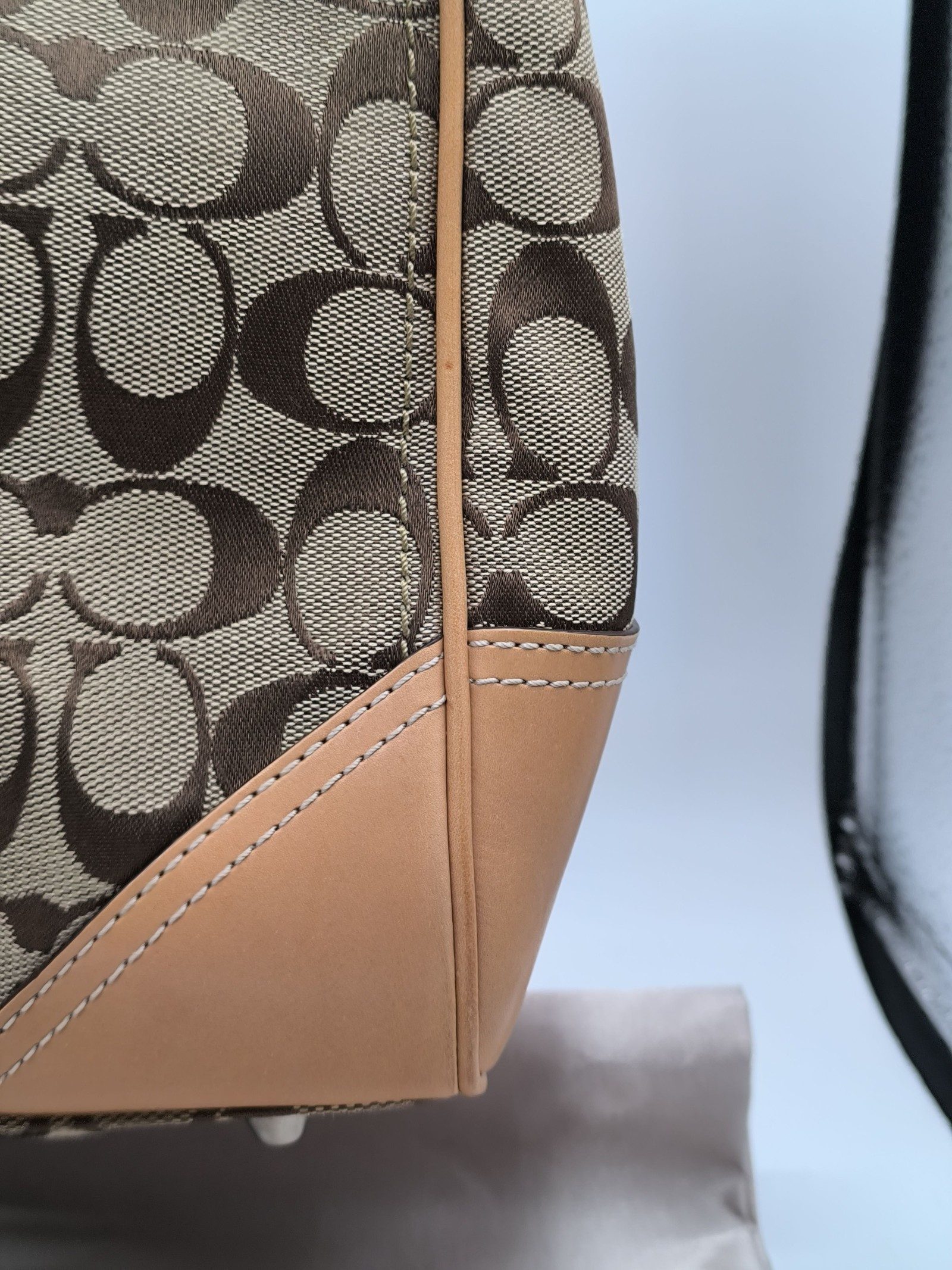 Coach Women Brown Signature Canvas & Leather Tote Bag One Size image 3