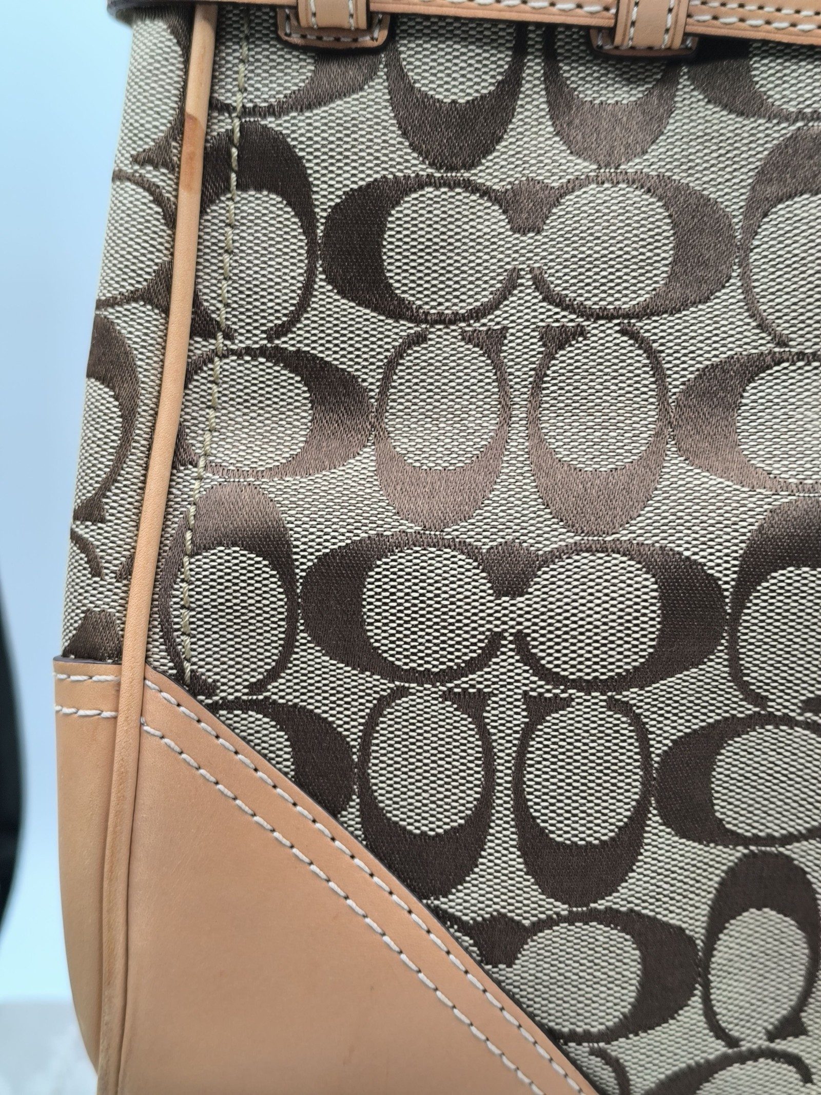 Coach Women Brown Signature Canvas & Leather Tote Bag One Size image 4