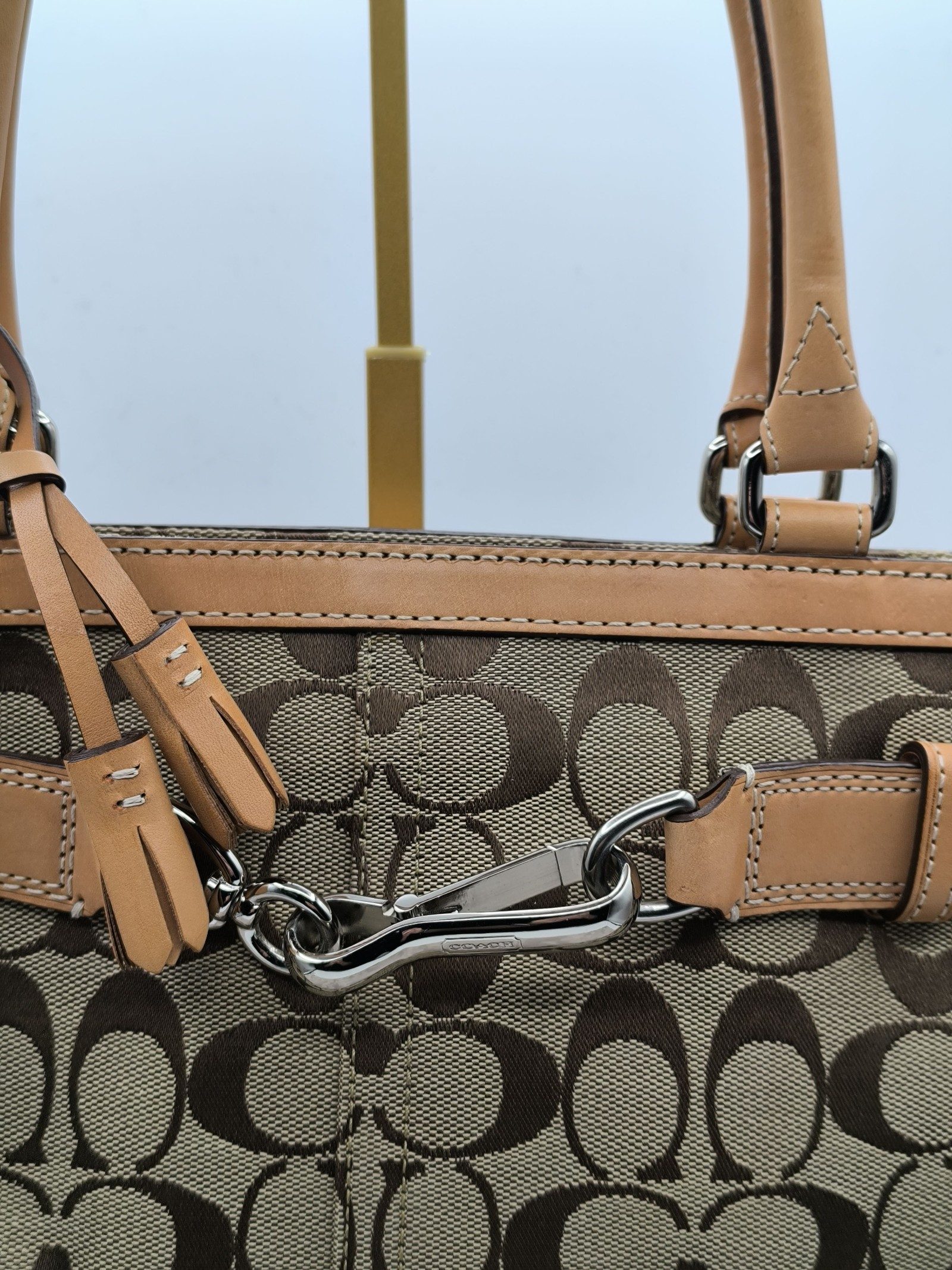 Coach Women Brown Signature Canvas & Leather Tote Bag One Size image 5