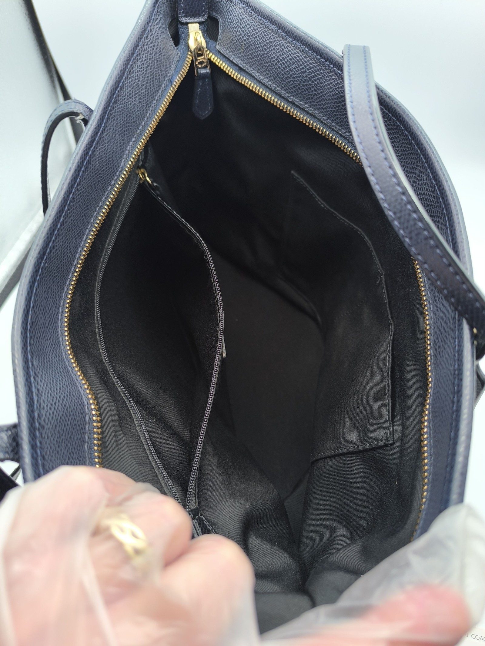 Coach Black Leather Tote Bag image 9