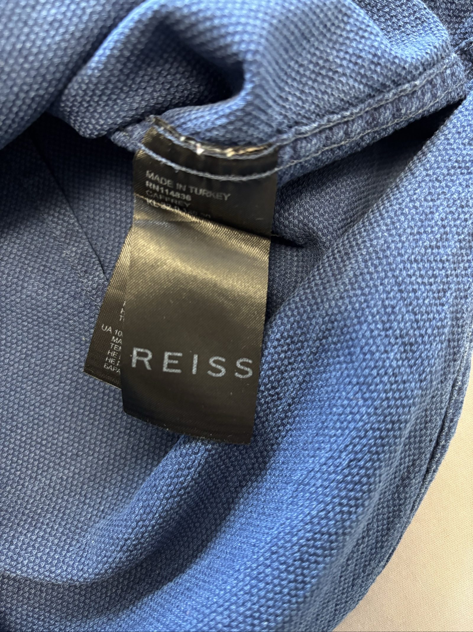 Reiss Men's Blue Slim Fit Shirt Medium Textured Cotton image 5