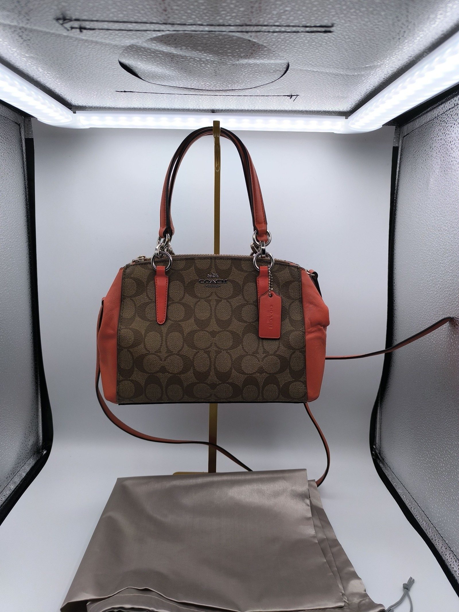 Coach Brown & Orange Signature Satchel Bag