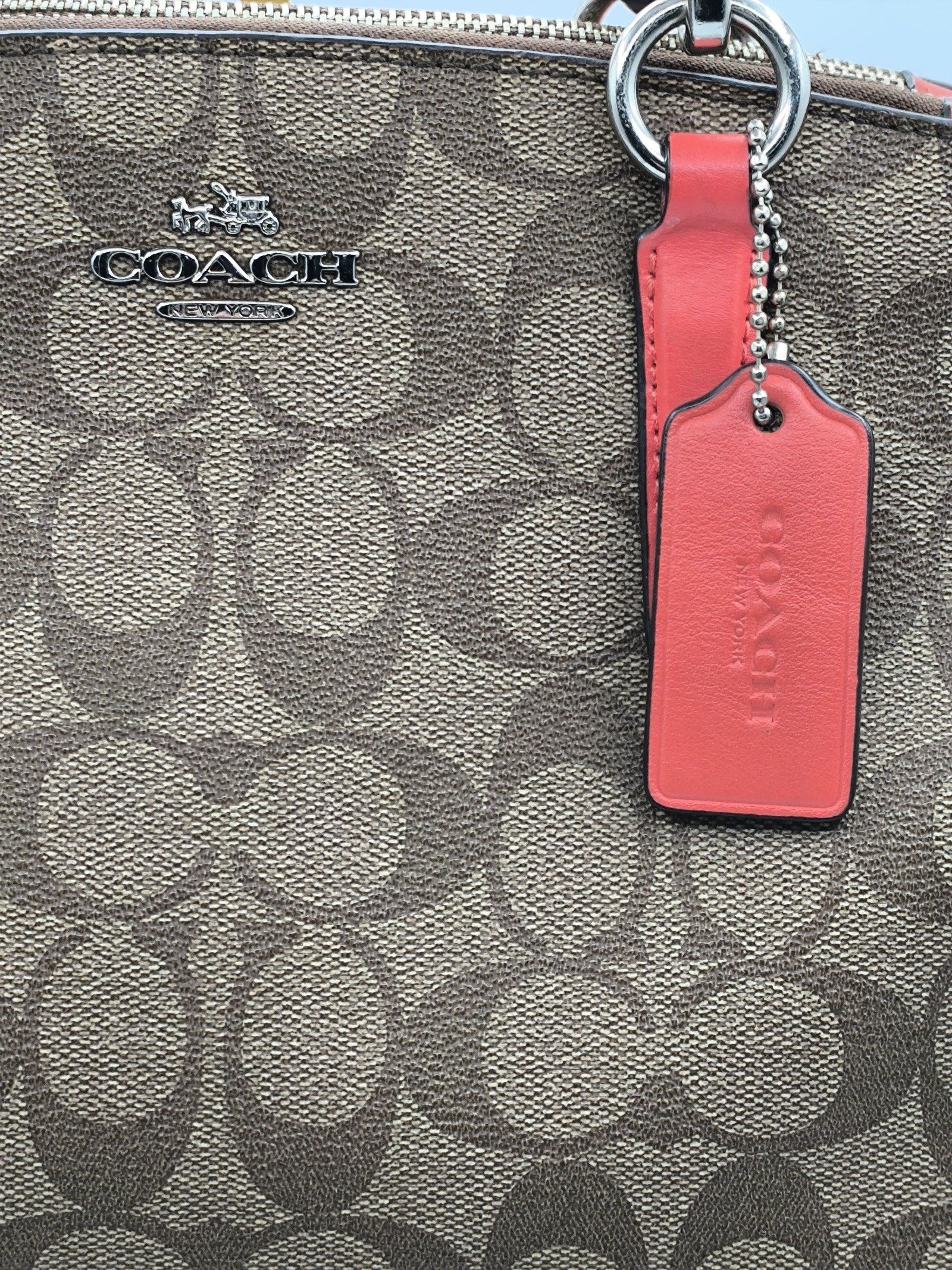 Coach Brown & Orange Signature Satchel Bag image 2