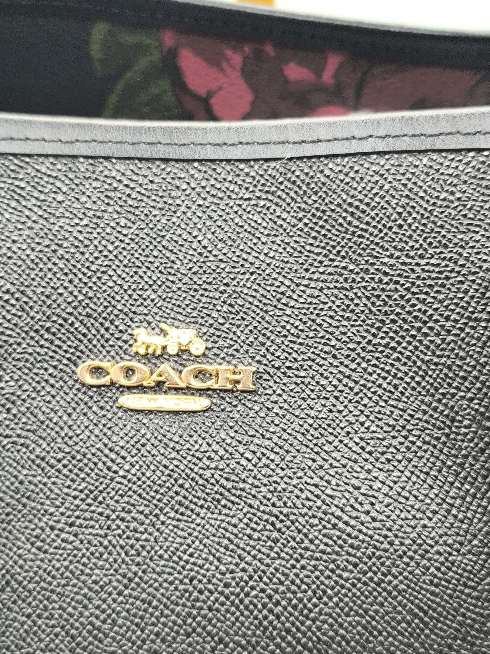 Coach Black Leather Tote Bag Gold Logo image 3