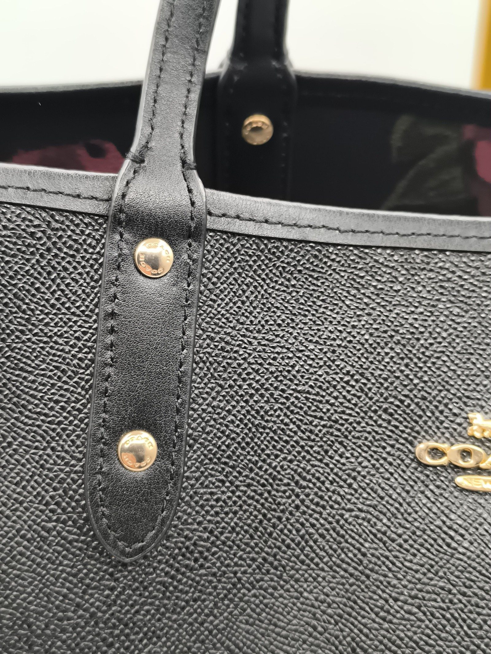 Coach Black Leather Tote Bag Gold Logo image 4