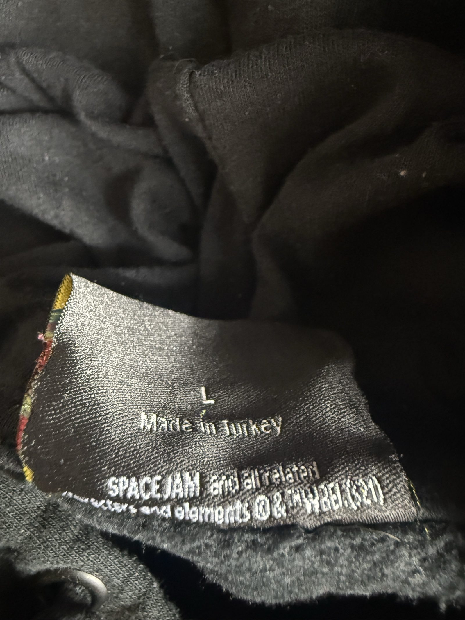 Space Jam Men’s Black Hoodie Large Embroidered Logo image 4