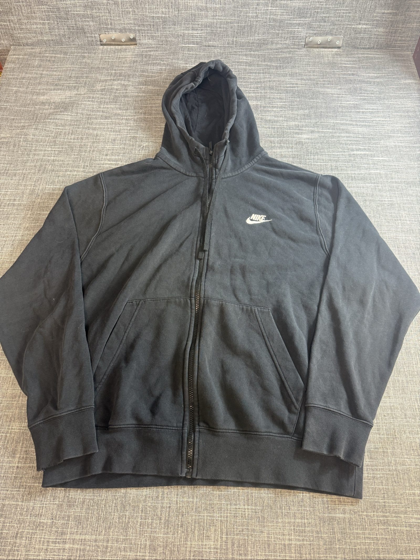 Nike Men's Black Full Zip Hoodie Large Made in Jordan Cotton Polyester