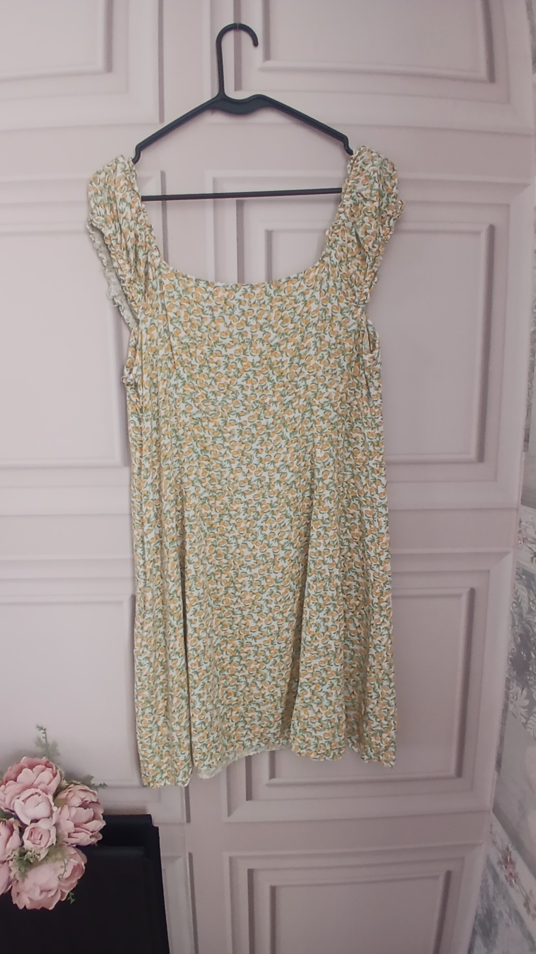 Yellow & Green Floral Summer Lemon Dress Size 16 image 2