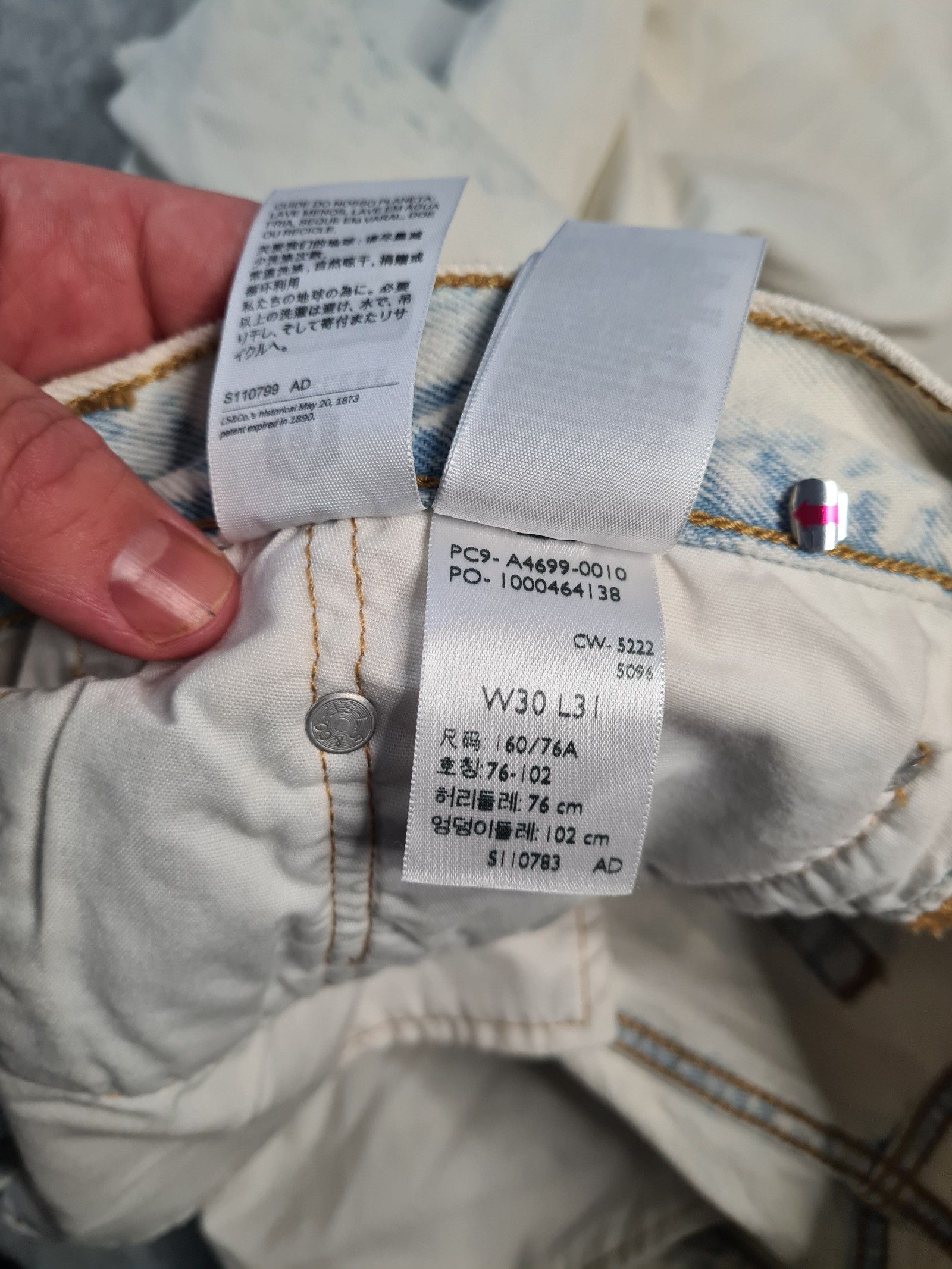 Levi's 501 Big E Men's Jeans W30 L31 White Blue Wash 1122 image 6
