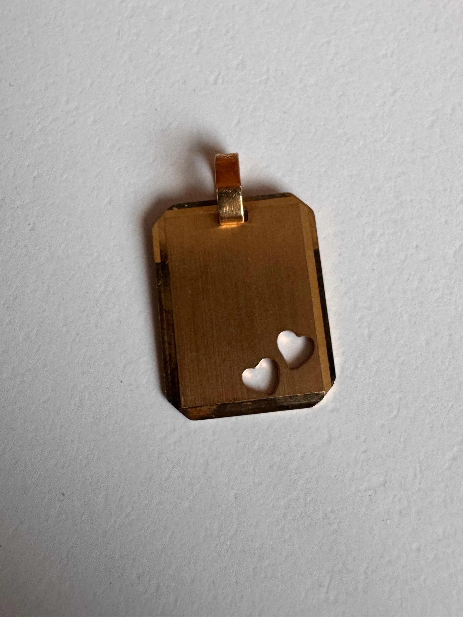 Vintage Gold Tone Heart Cutout Rectangular Pendant