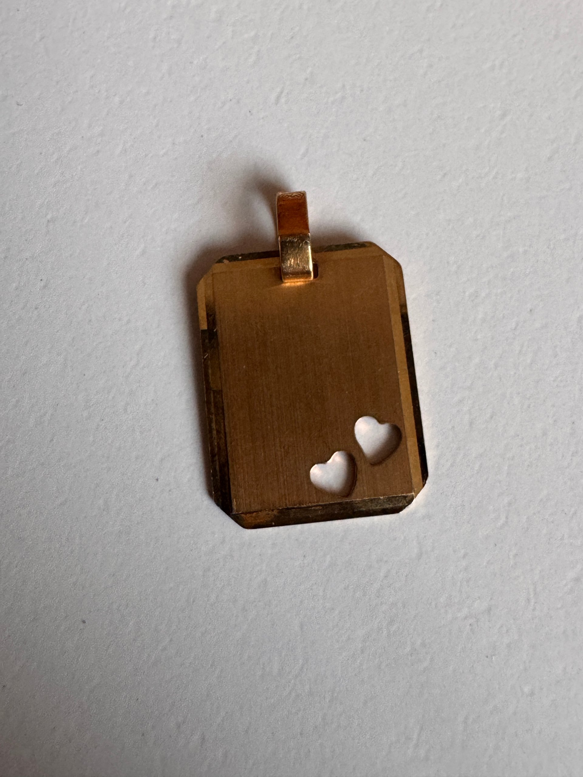 Vintage Gold Tone Heart Cutout Rectangular Pendant image 2