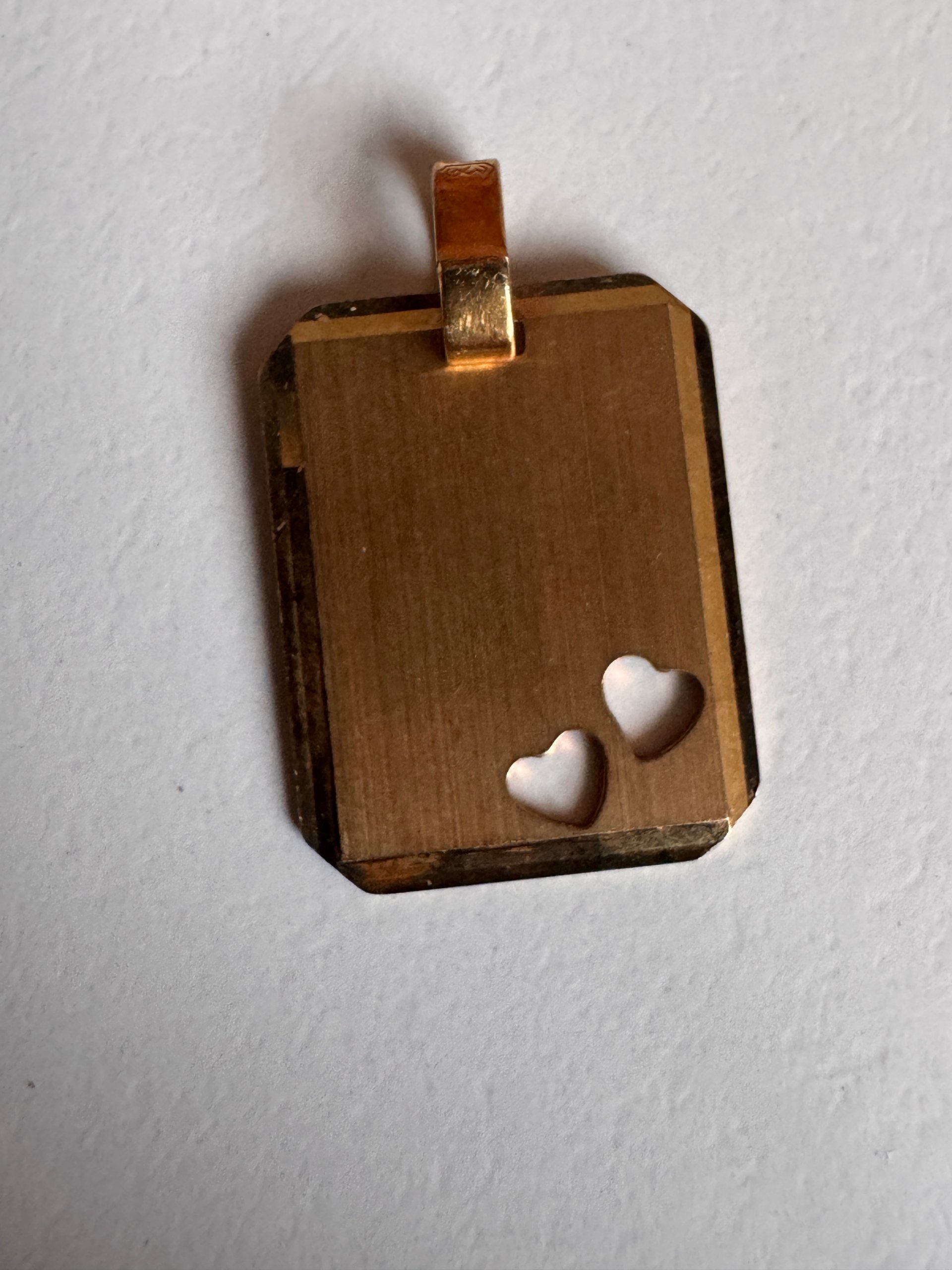 Vintage Gold Tone Heart Cutout Rectangular Pendant image 3