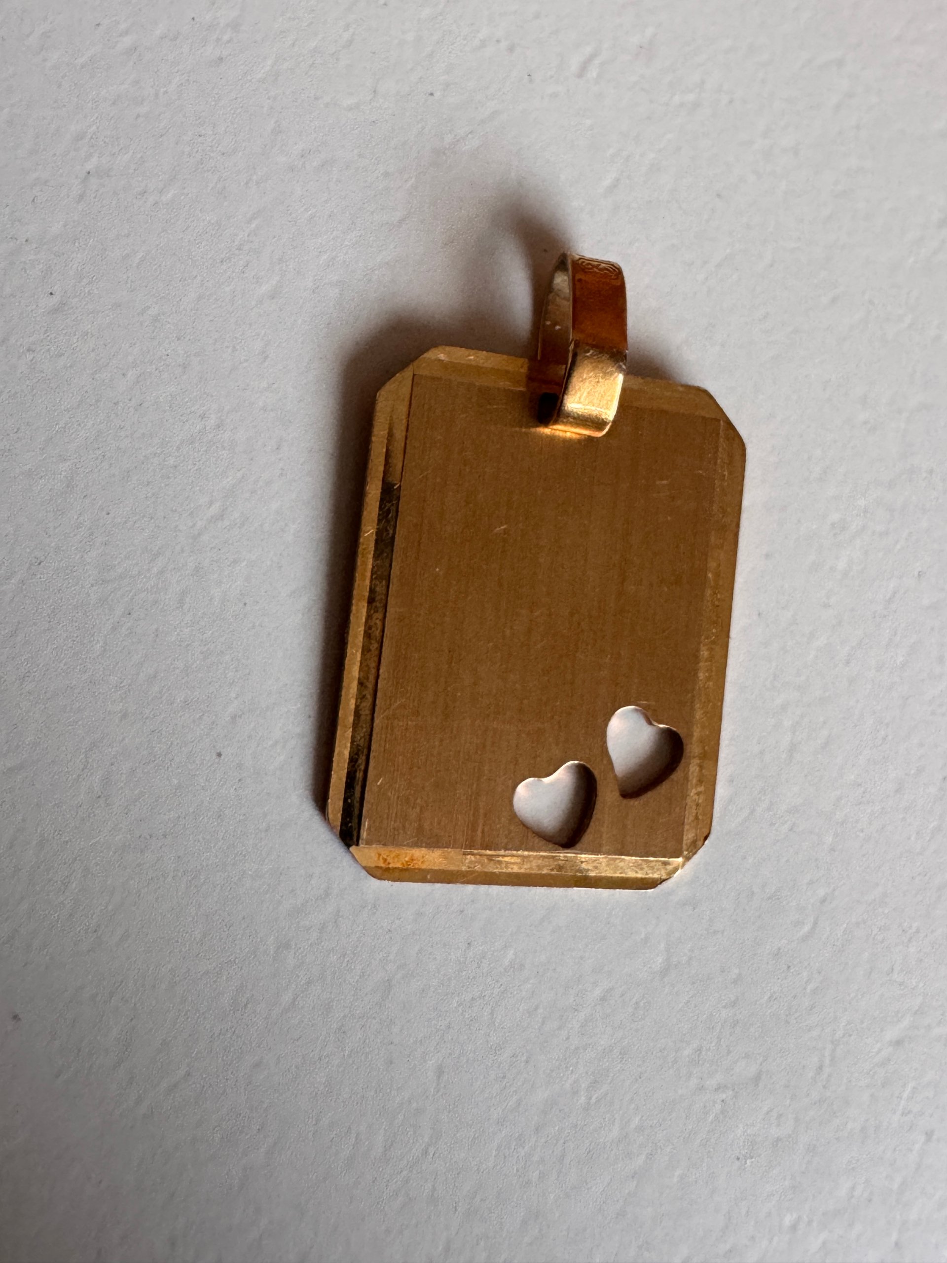 Vintage Gold Tone Heart Cutout Rectangular Pendant image 4
