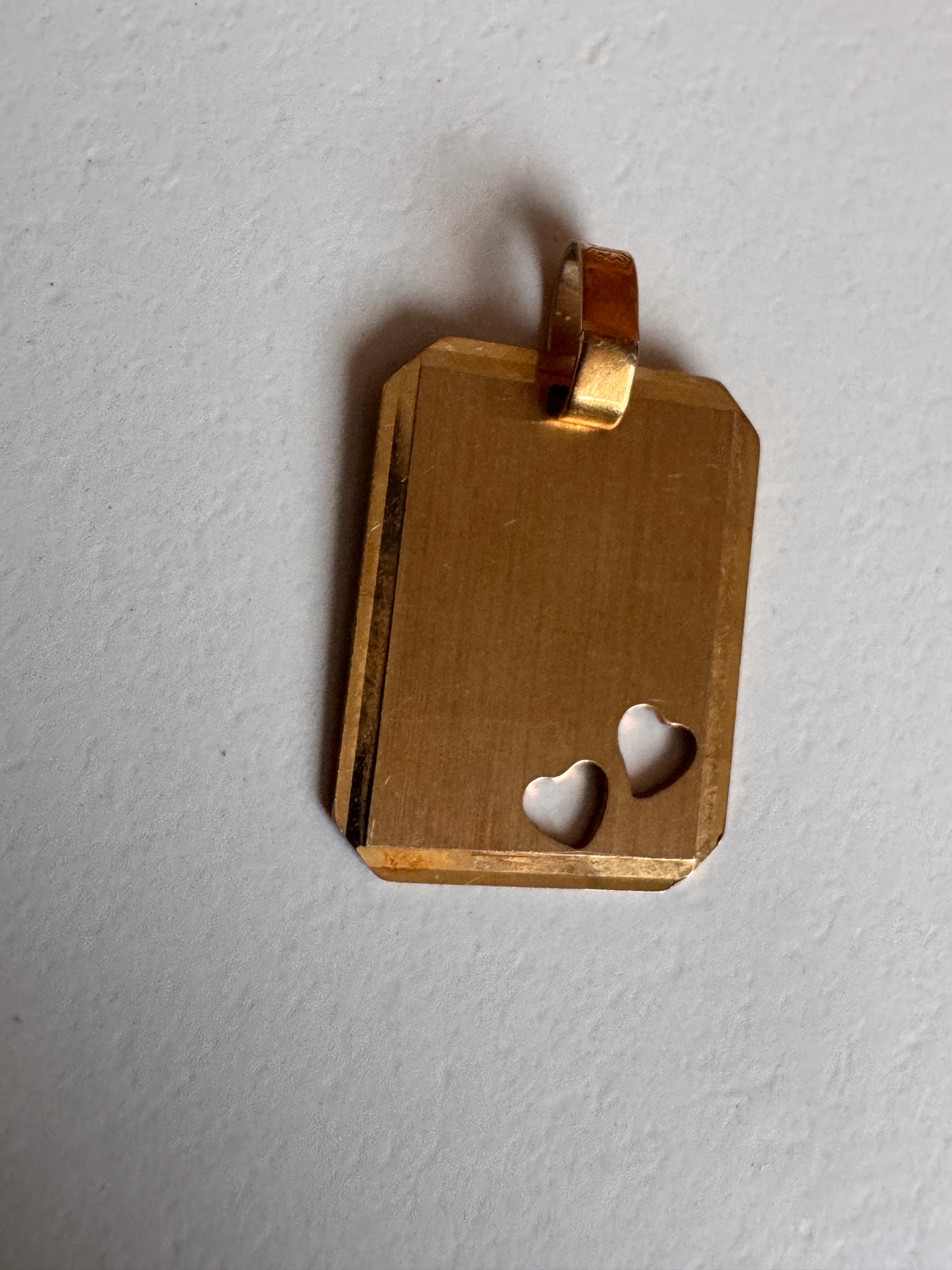 Vintage Gold Tone Heart Cutout Rectangular Pendant image 5