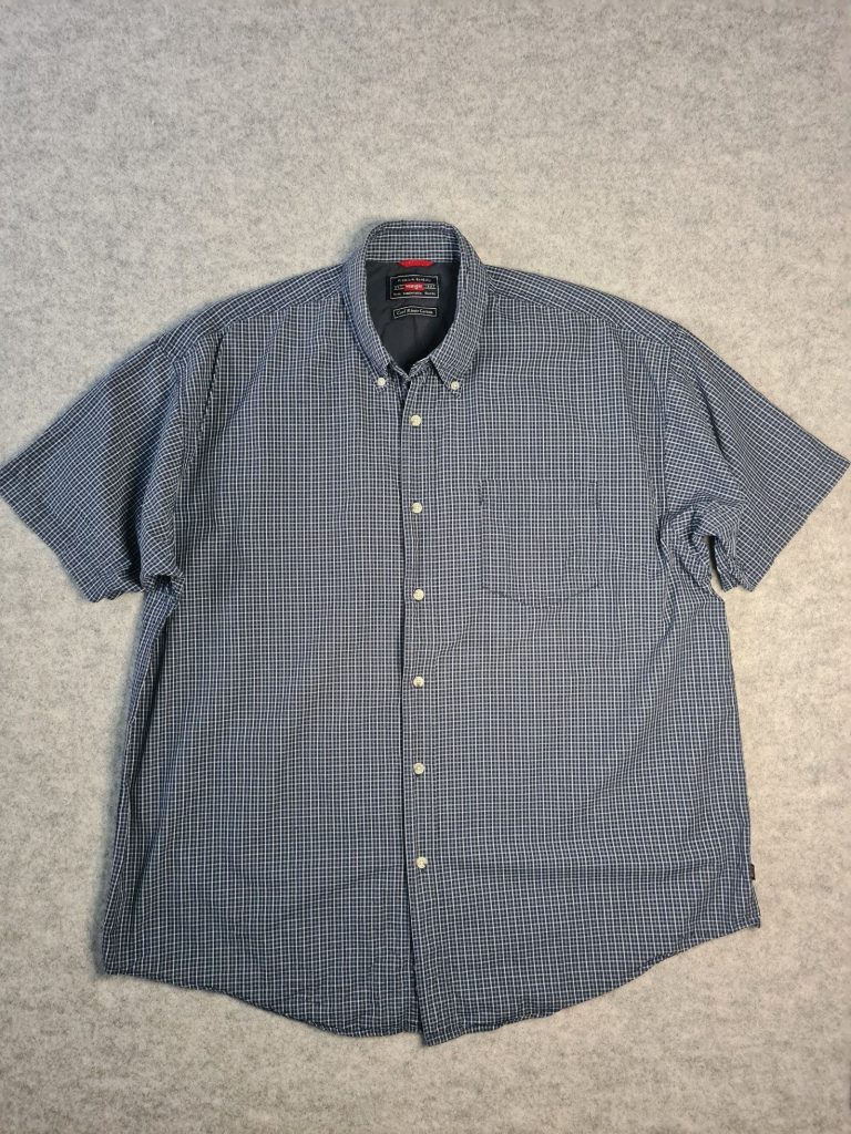 Wrangler Men’s Blue & White Check Button-Up Shirt XL 1117