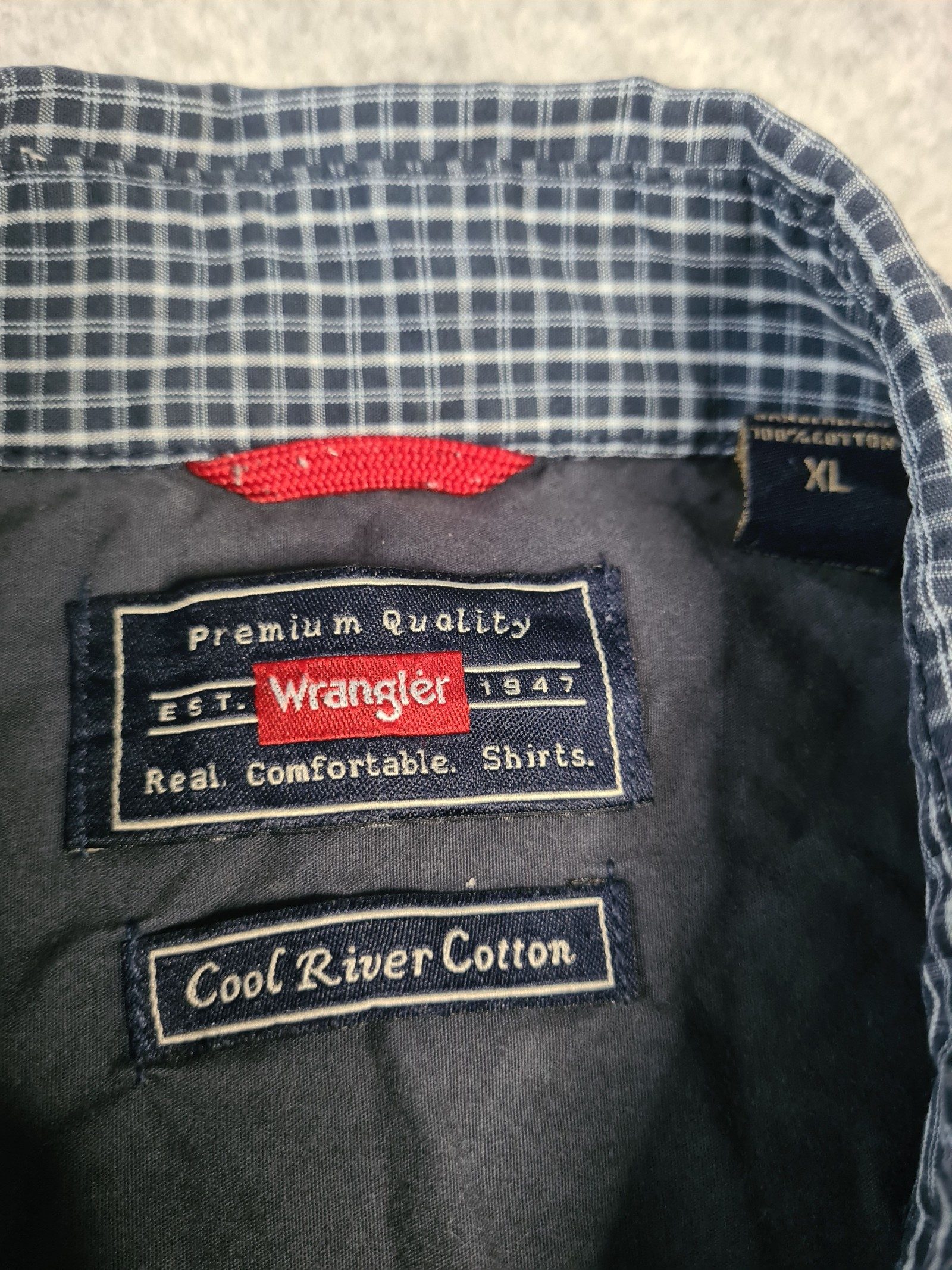 Wrangler Men’s Blue & White Check Button-Up Shirt XL 1117 image 3