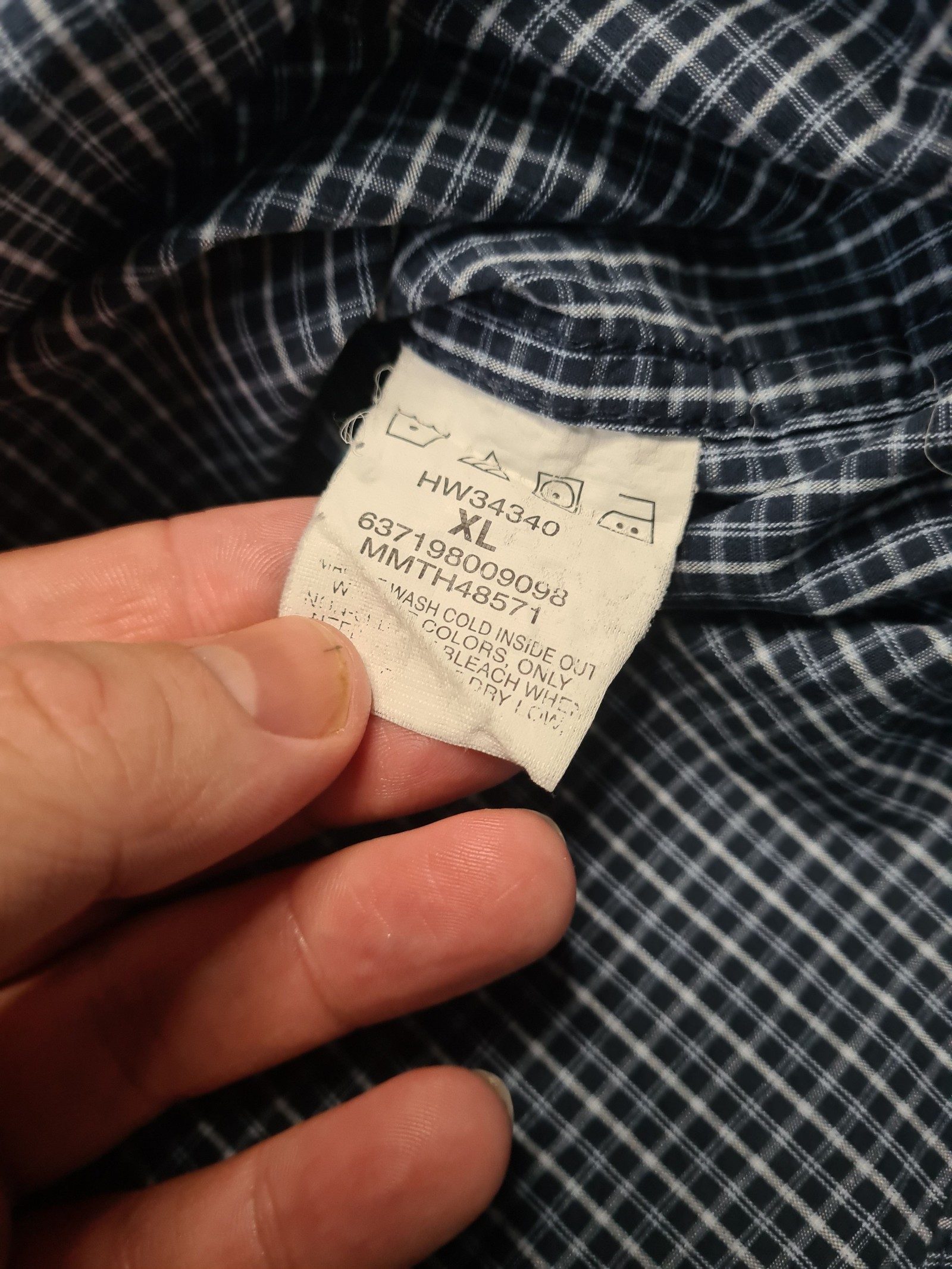 Wrangler Men’s Blue & White Check Button-Up Shirt XL 1117 image 7