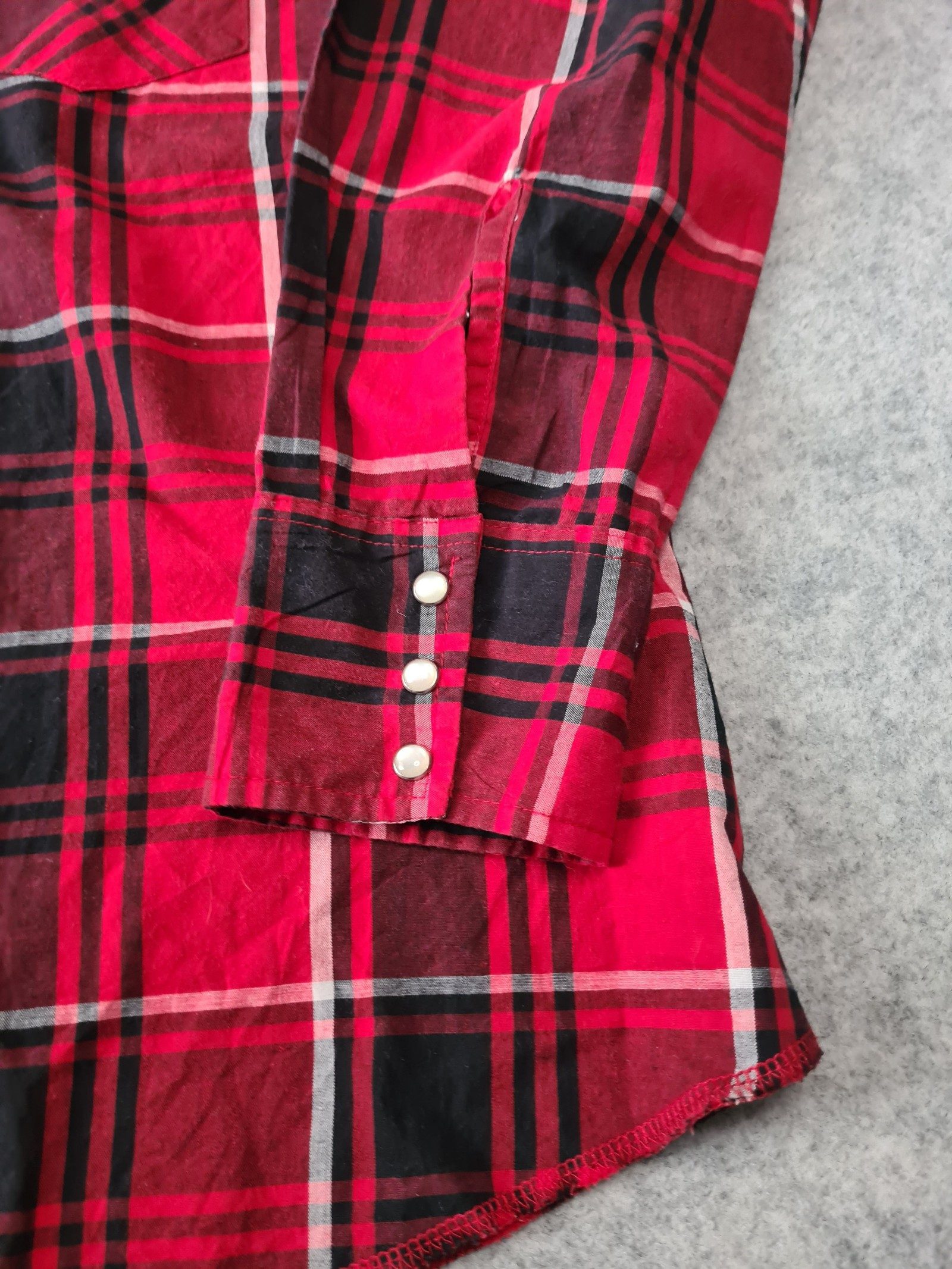 Wrangler Men's Red Black Plaid Shirt Pearl Snap XL Western 1118 image 3