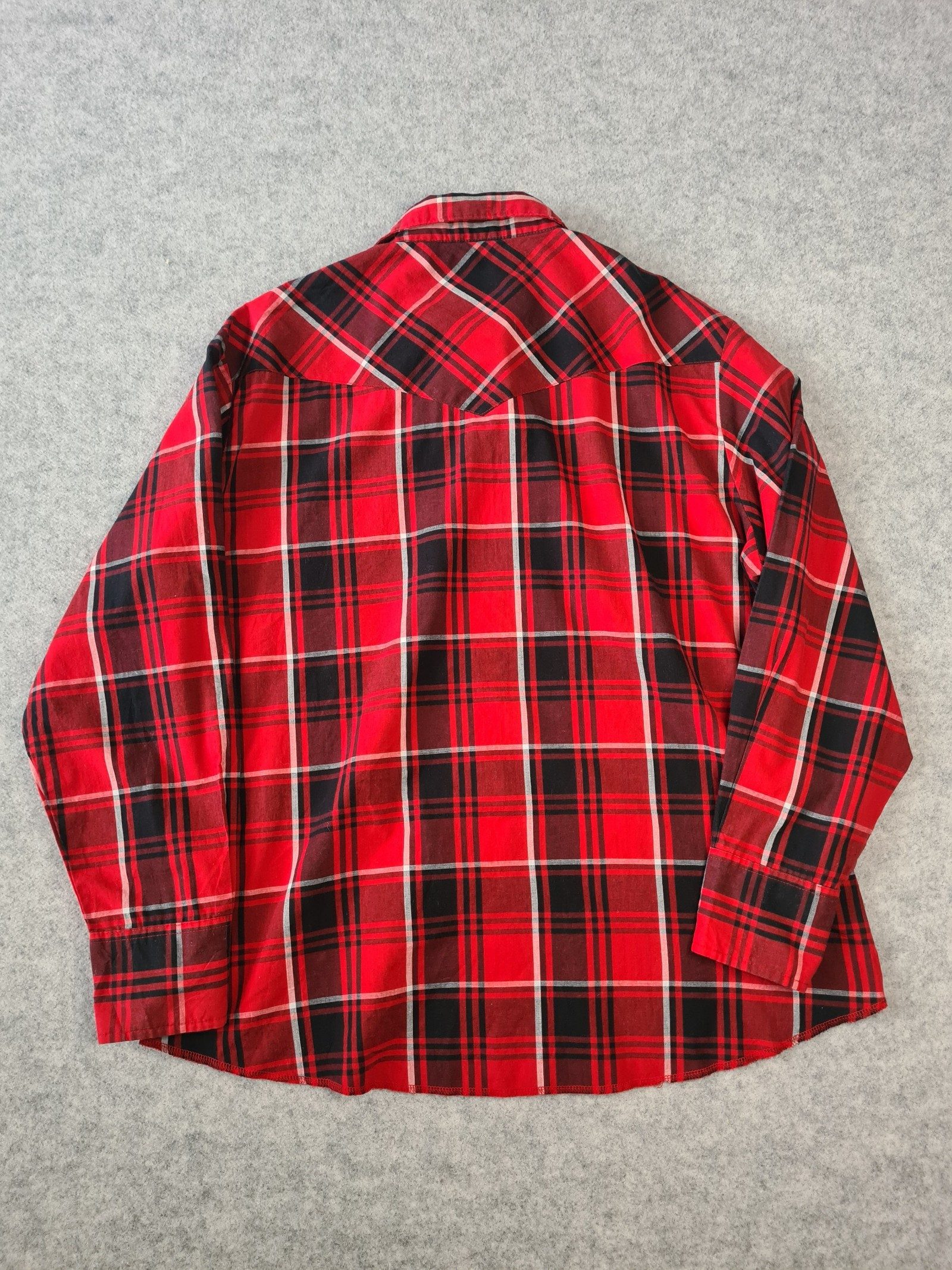 Wrangler Men's Red Black Plaid Shirt Pearl Snap XL Western 1118 image 6