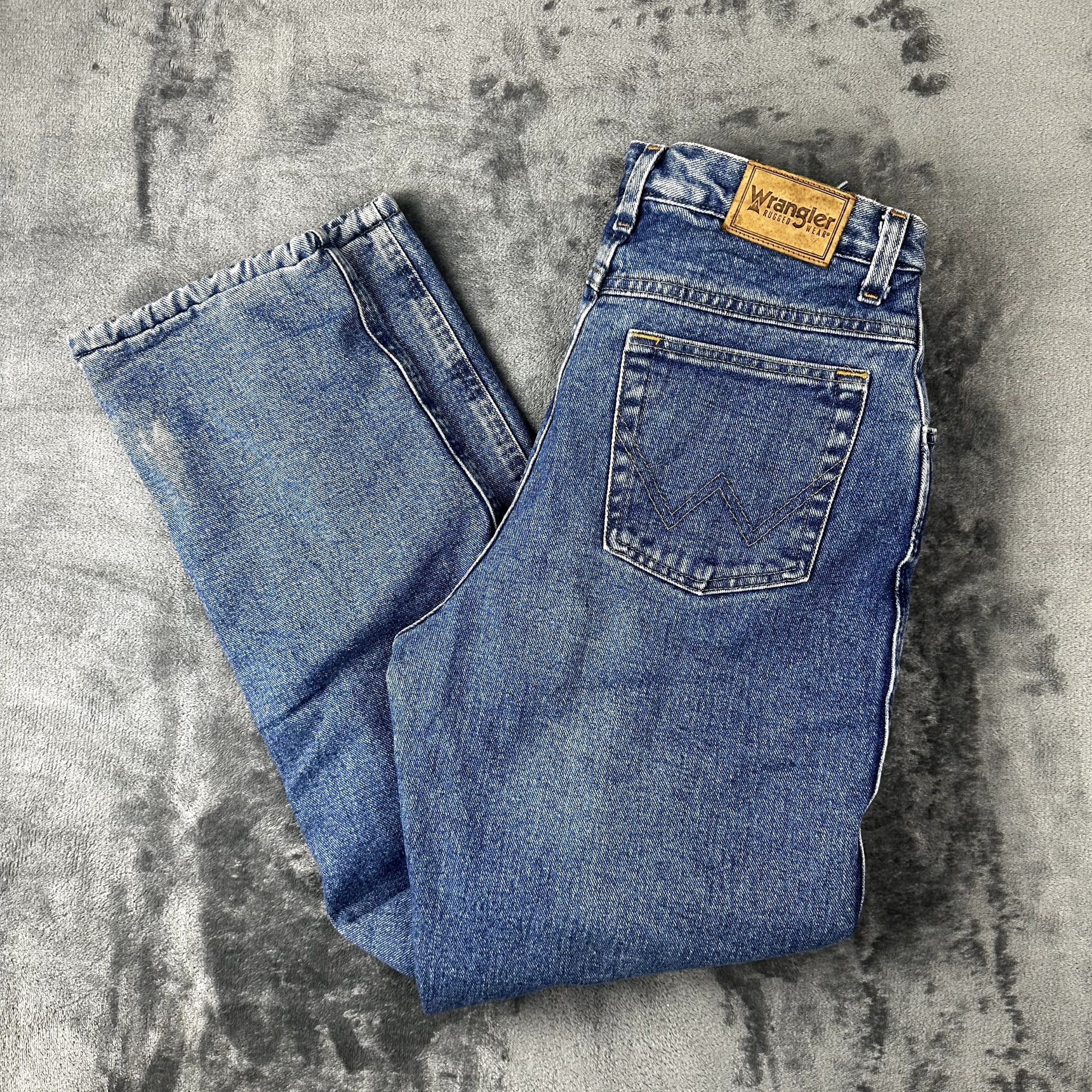 Vintage Wrangler Fleece Lined Jeans Straight Leg Blue Denim Workwear Skater