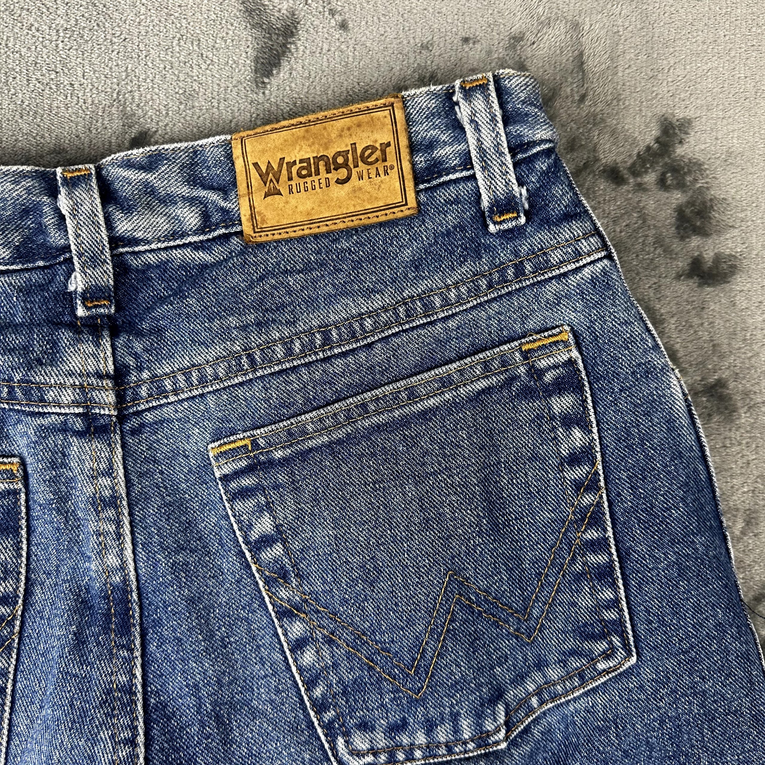 Vintage Wrangler Fleece Lined Jeans Straight Leg Blue Denim Workwear Skater image 2