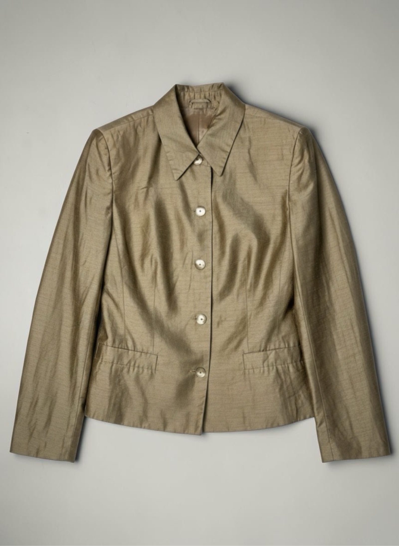 90s Vintage linen blazer tight fitted jacket gold tailored Classic minimalist