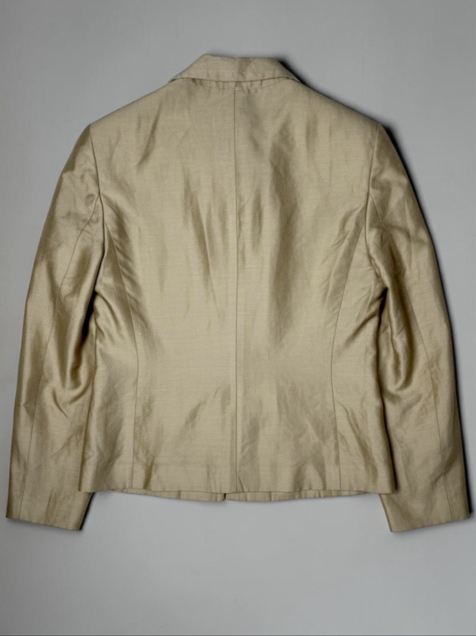90s Vintage linen blazer tight fitted jacket gold tailored Classic minimalist image 2