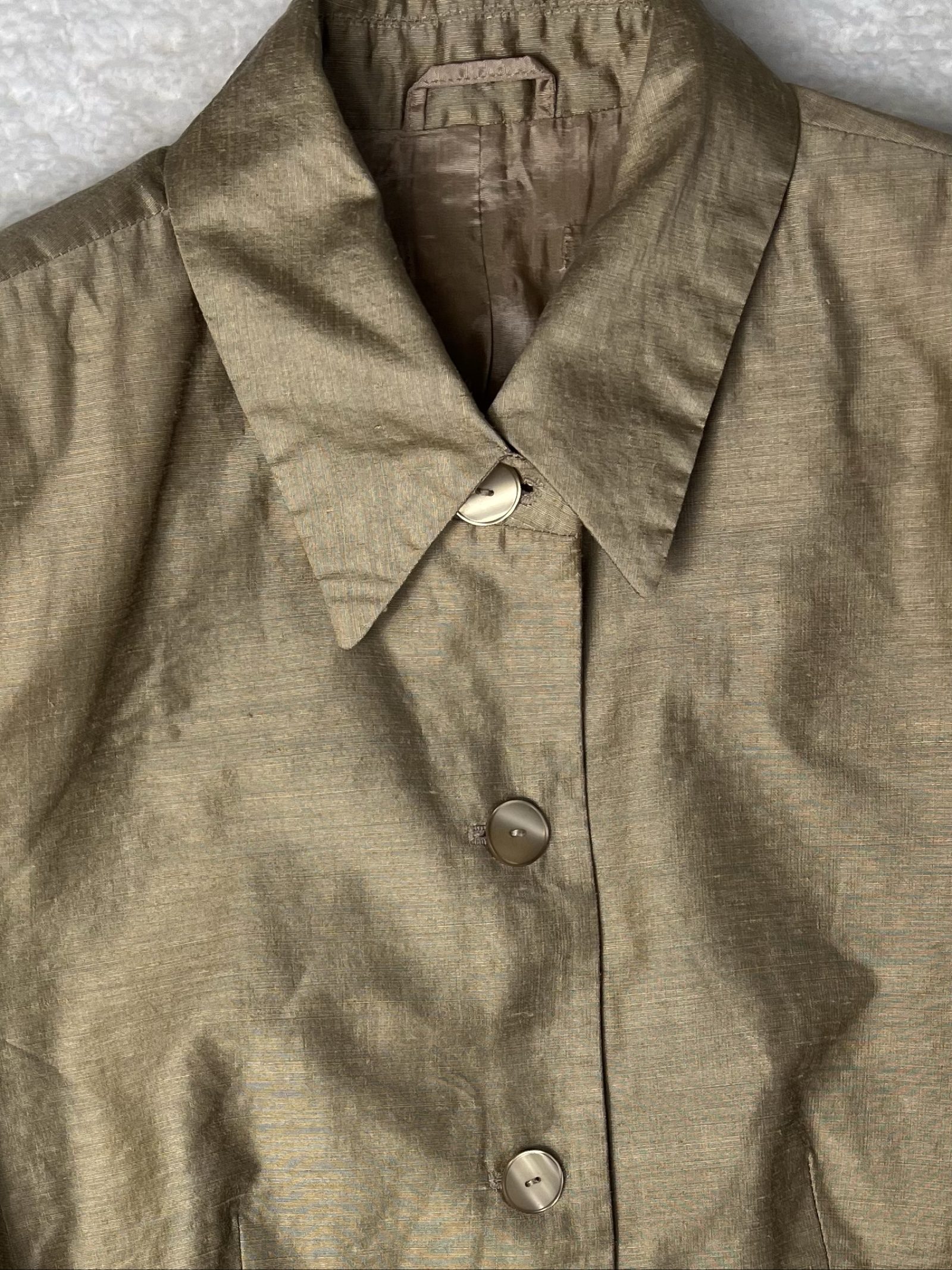 90s Vintage linen blazer tight fitted jacket gold tailored Classic minimalist image 5